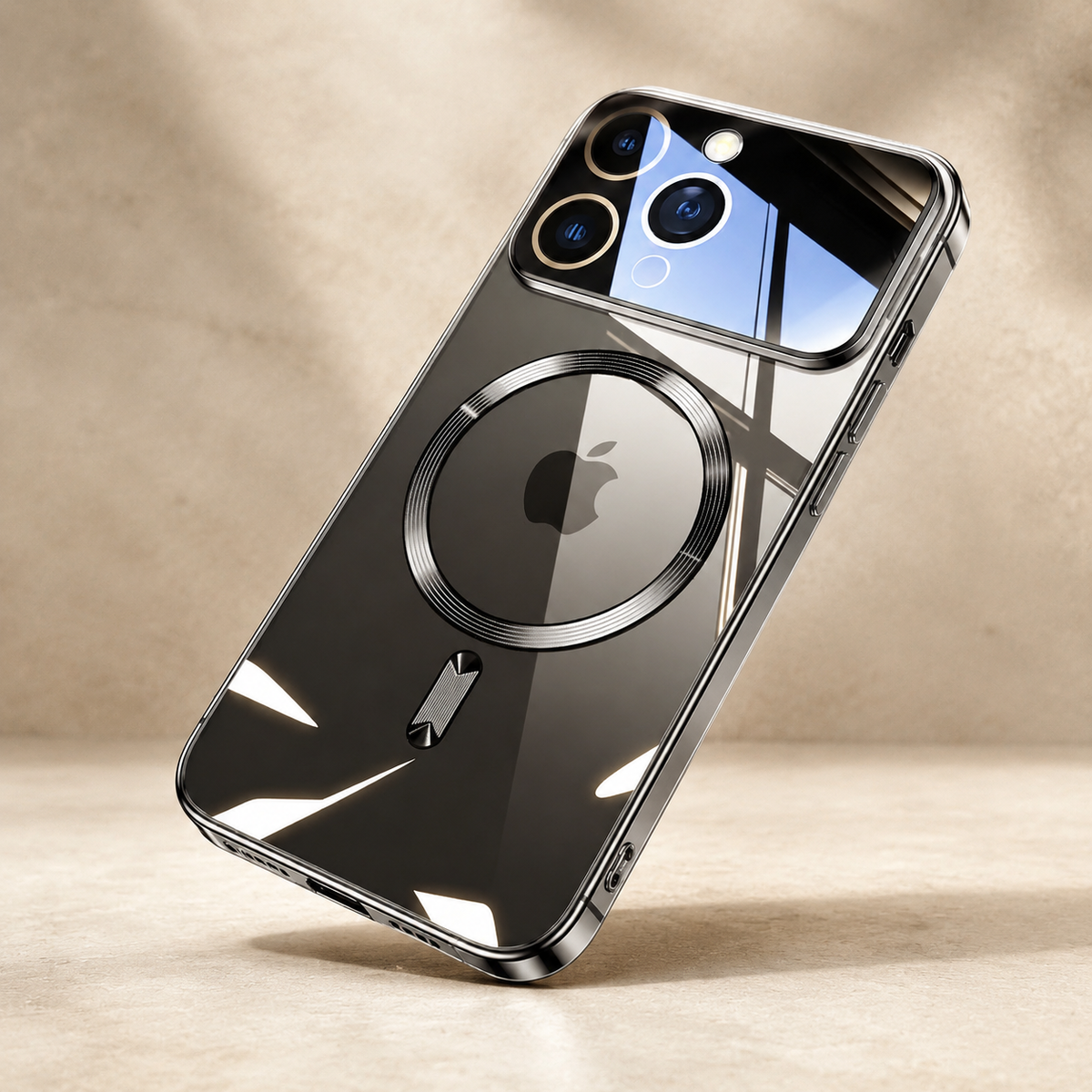 Premium iPhone Case MagSafe Transparent Glass Shockproof Silicone Bumper Camera Lens Protection Ultra Thin Clear Wireless Charging Protective PC Cover