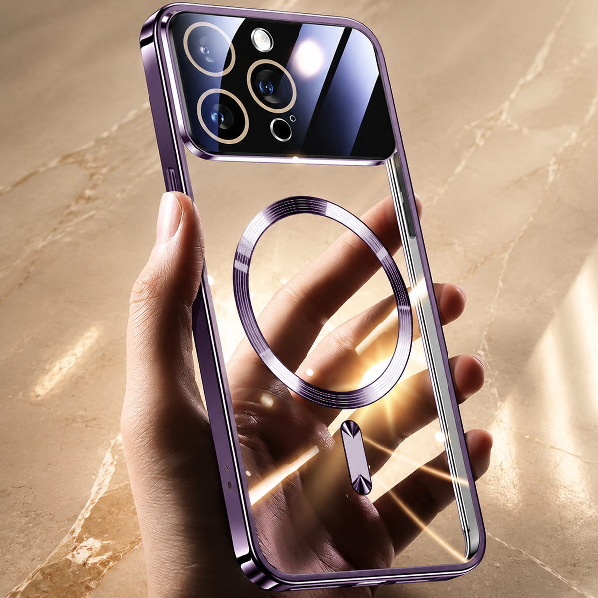 Premium iPhone Case MagSafe Transparent Glass Shockproof Silicone Bumper Camera Lens Protection Ultra Thin Clear Wireless Charging Protective PC Cover