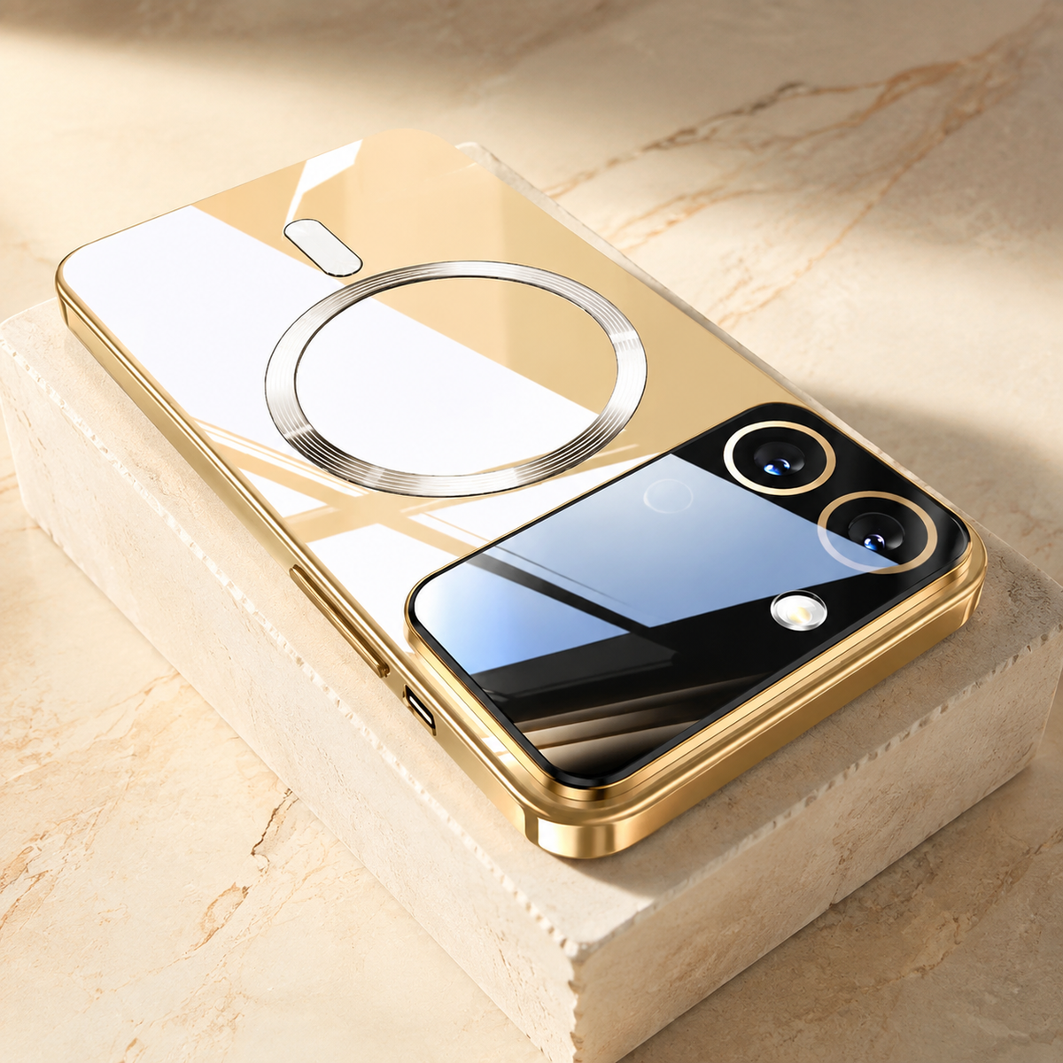 Premium iPhone Case MagSafe Transparent Glass Shockproof Silicone Bumper Camera Lens Protection Ultra Thin Clear Wireless Charging Protective PC Cover