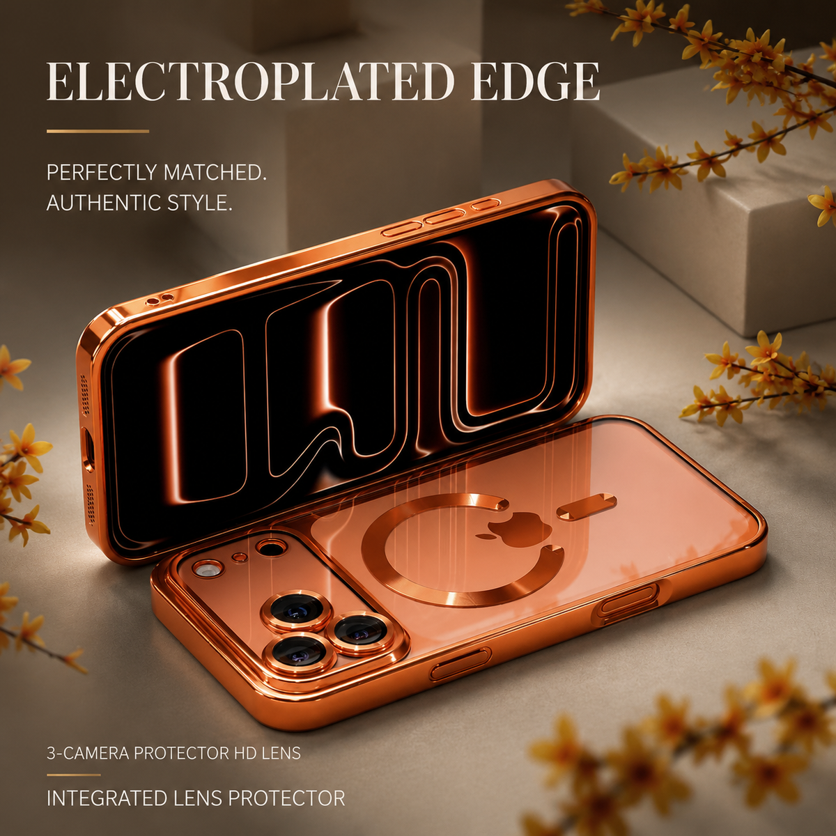 Premium iPhone Case MagSafe Transparent TPU Plated Camera Lens Protection Shockproof Anti Fingerprint Anti Scratch Magnetic Slim Half Wrapped Clear Cover