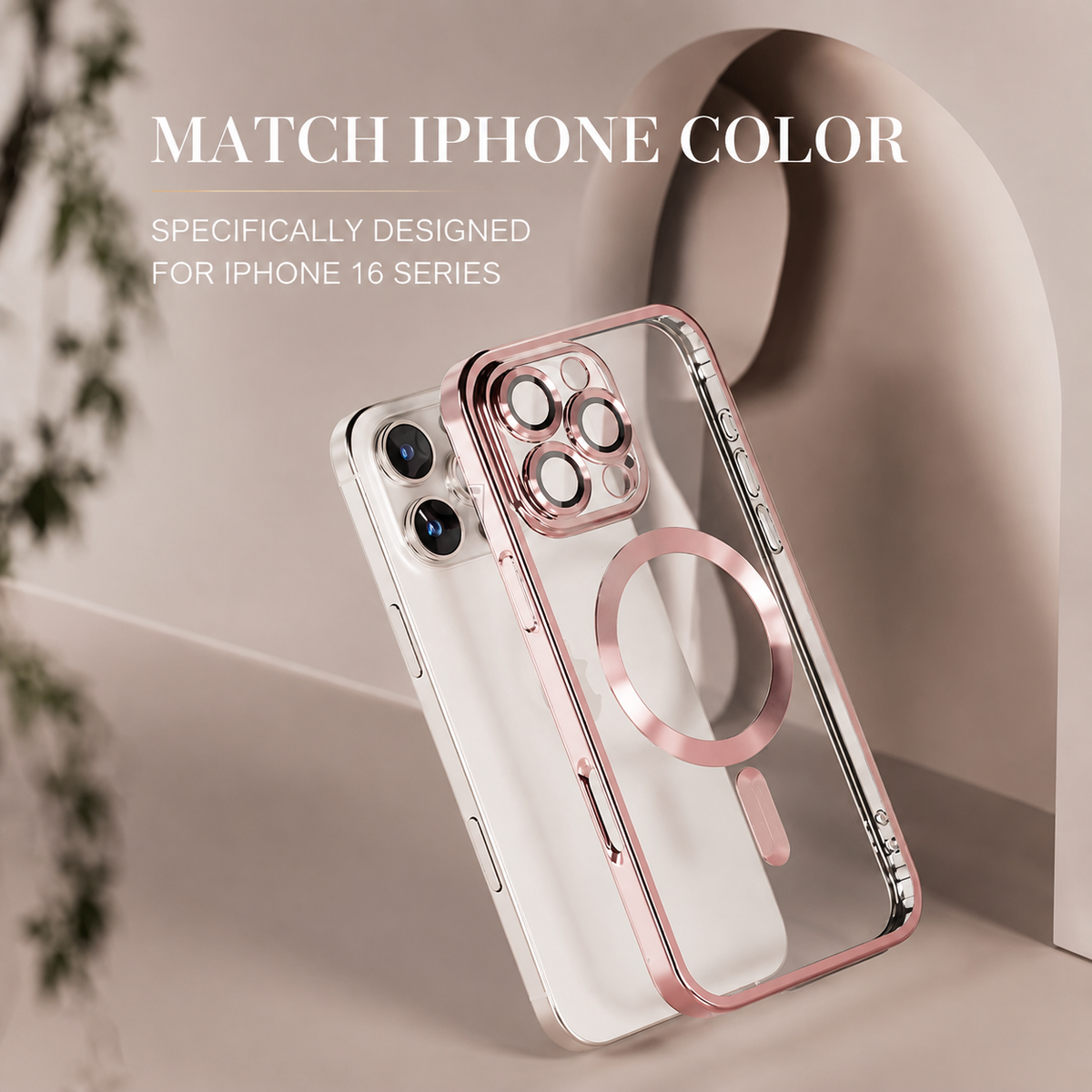 Premium iPhone Case MagSafe Transparent TPU Plated Camera Lens Protection Shockproof Anti Fingerprint Anti Scratch Magnetic Slim Half Wrapped Clear Cover