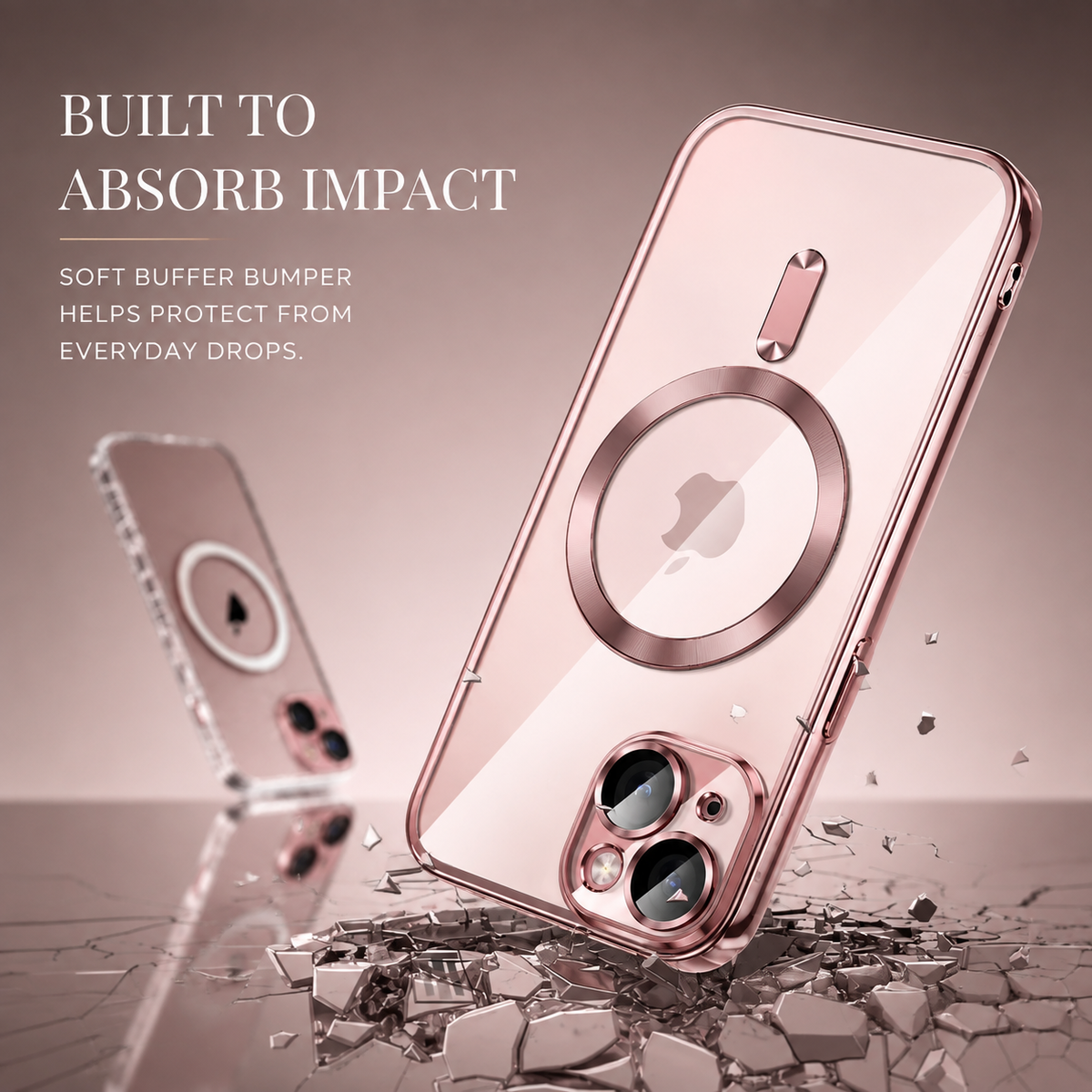 Premium iPhone Case MagSafe Transparent TPU Plated Camera Lens Protection Shockproof Anti Fingerprint Anti Scratch Magnetic Slim Half Wrapped Clear Cover