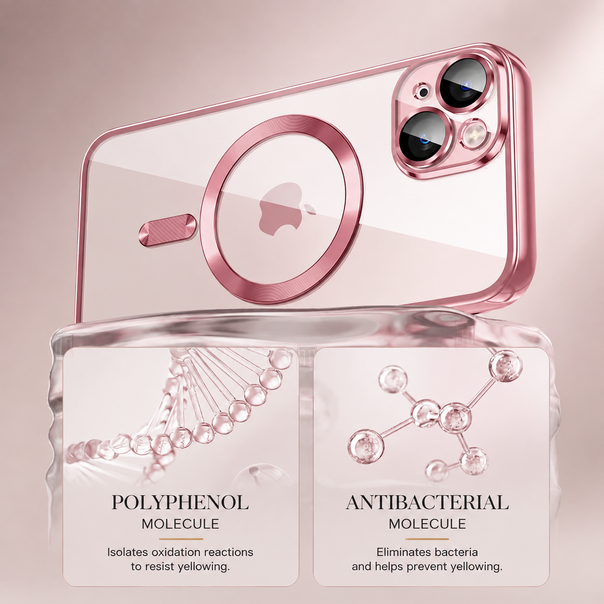 Premium iPhone Case MagSafe Transparent TPU Plated Camera Lens Protection Shockproof Anti Fingerprint Anti Scratch Magnetic Slim Half Wrapped Clear Cover