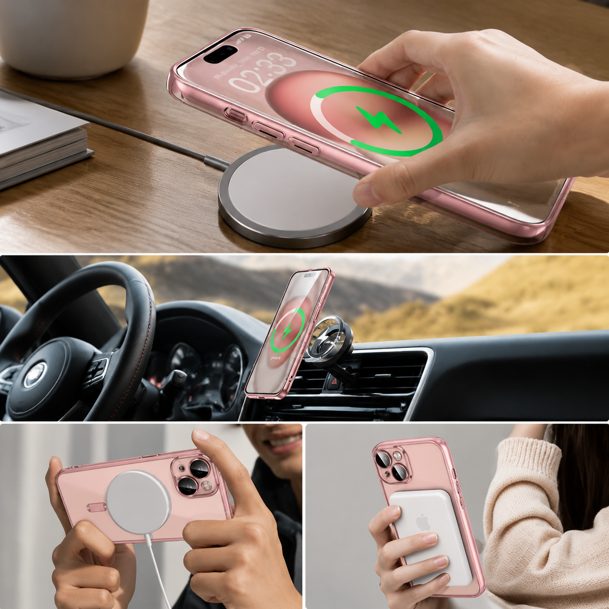 Premium iPhone Case MagSafe Transparent TPU Plated Camera Lens Protection Shockproof Anti Fingerprint Anti Scratch Magnetic Slim Half Wrapped Clear Cover
