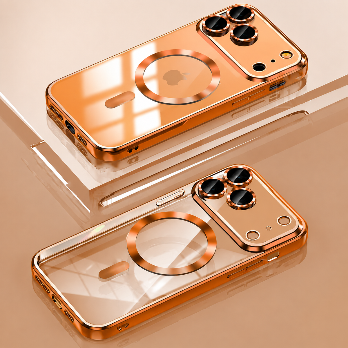 Premium iPhone Case MagSafe Transparent TPU Plated Camera Lens Protection Shockproof Anti Fingerprint Anti Scratch Magnetic Slim Half Wrapped Clear Cover