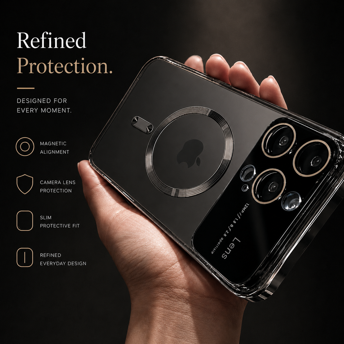Premium iPhone Case MagSafe Transparent Tempered Glass Cover Ultra Thin Shockproof Silicone Bumper Anti Scratch Camera Guard Full Protection Slim Case