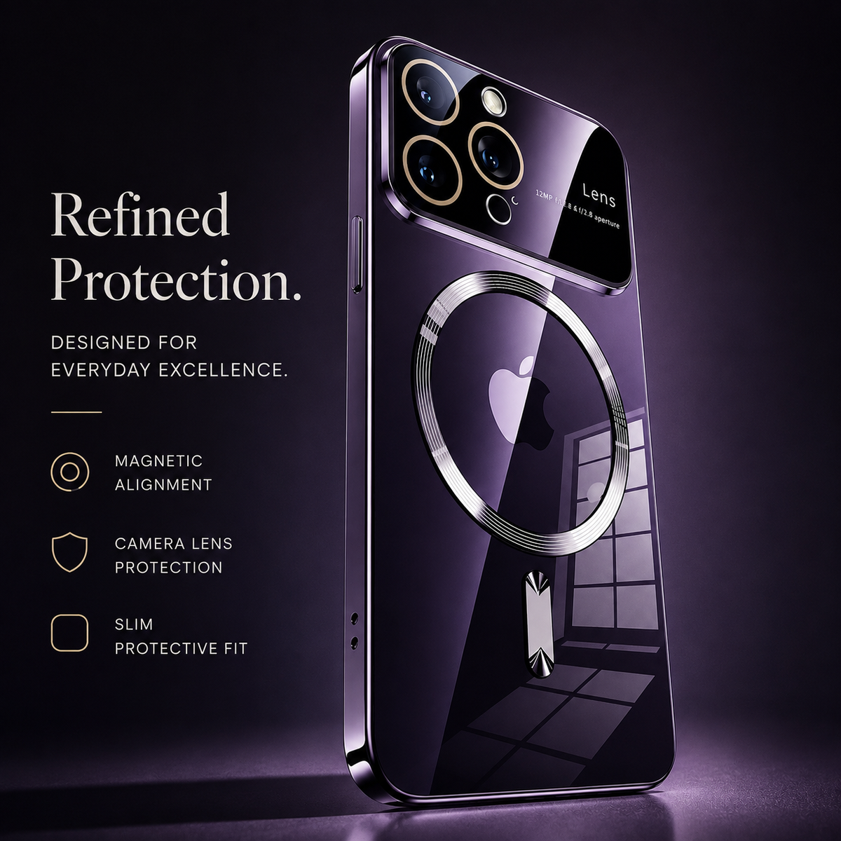 Premium iPhone Case MagSafe Transparent Tempered Glass Cover Ultra Thin Shockproof Silicone Bumper Anti Scratch Camera Guard Full Protection Slim Case