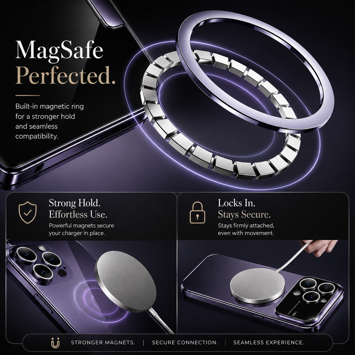 Premium iPhone Case MagSafe Transparent Tempered Glass Cover Ultra Thin Shockproof Silicone Bumper Anti Scratch Camera Guard Full Protection Slim Case