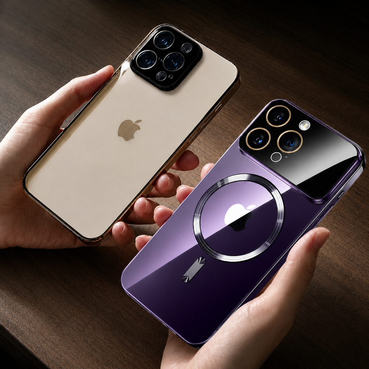 Premium iPhone Case MagSafe Transparent Tempered Glass Cover Ultra Thin Shockproof Silicone Bumper Anti Scratch Camera Guard Full Protection Slim Case