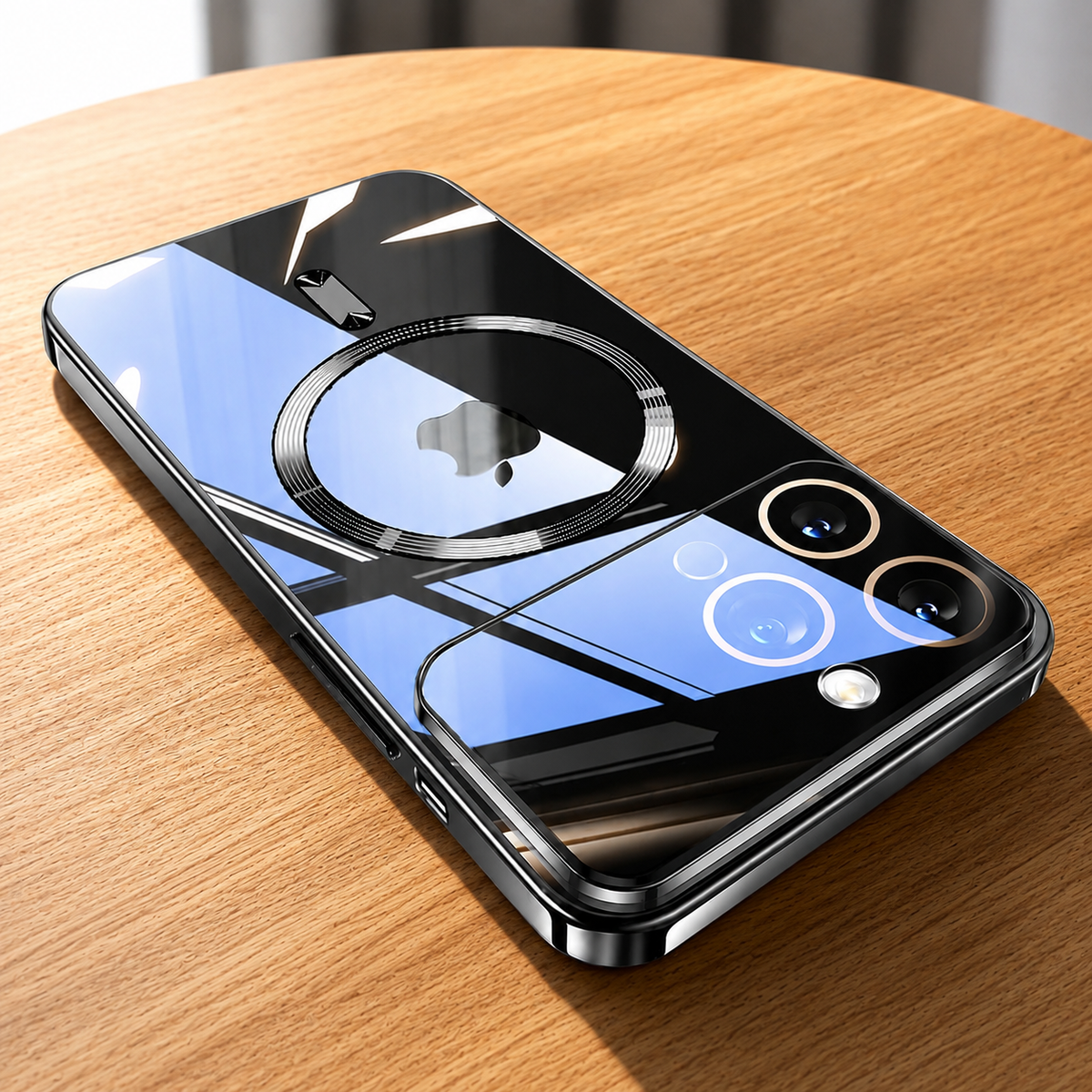 Premium iPhone Case MagSafe Transparent Tempered Glass Cover Ultra Thin Shockproof Silicone Bumper Anti Scratch Camera Guard Full Protection Slim Case