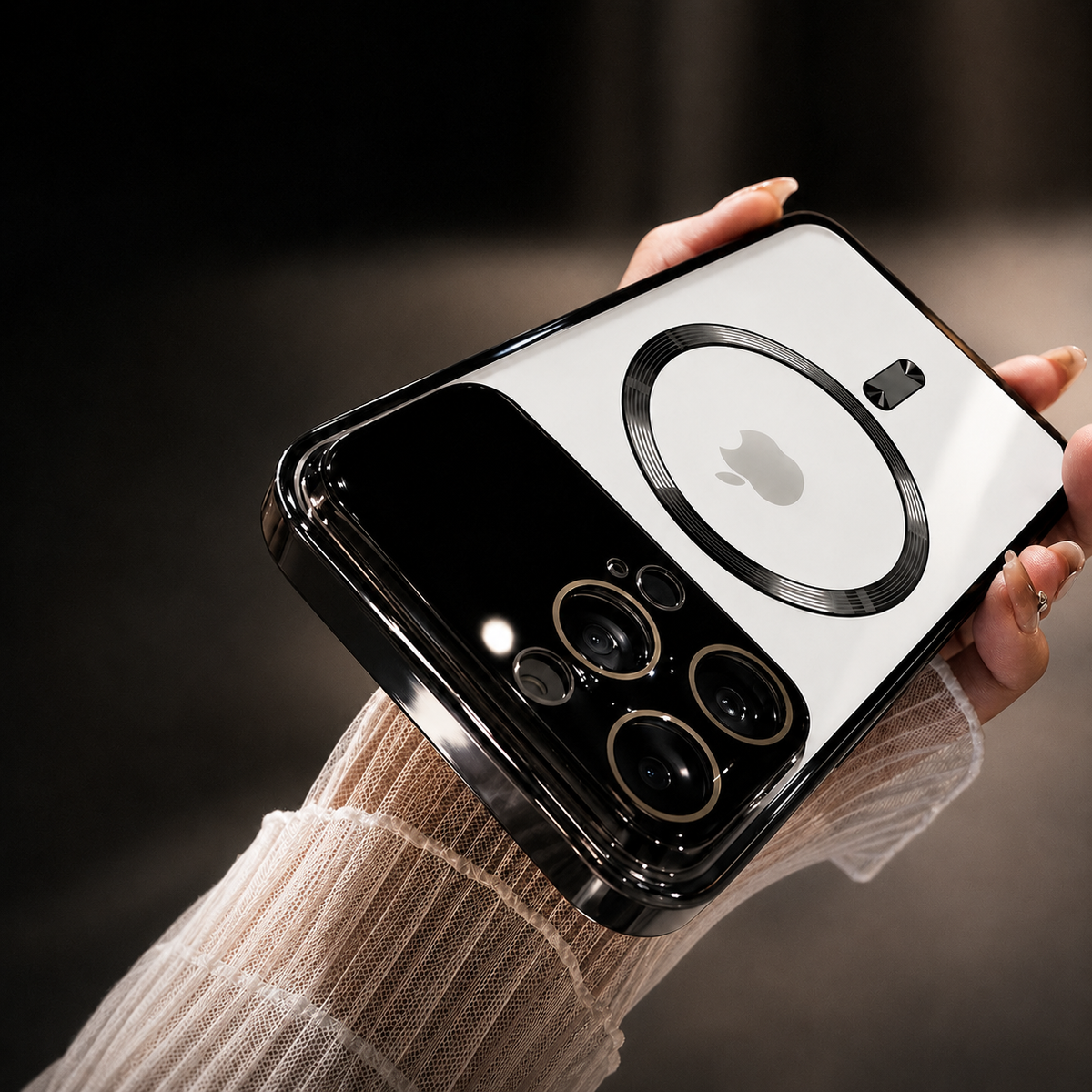 Premium iPhone Case MagSafe Transparent Tempered Glass Cover Ultra Thin Shockproof Silicone Bumper Anti Scratch Camera Guard Full Protection Slim Case