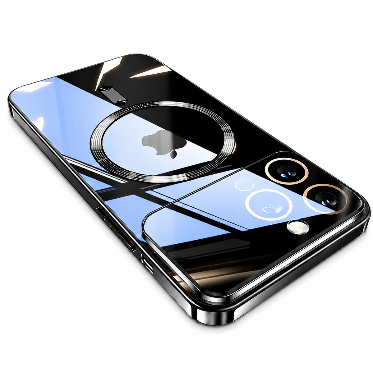 Premium iPhone Case MagSafe Transparent Tempered Glass Cover Ultra Thin Shockproof Silicone Bumper Anti Scratch Camera Guard Full Protection Slim Case