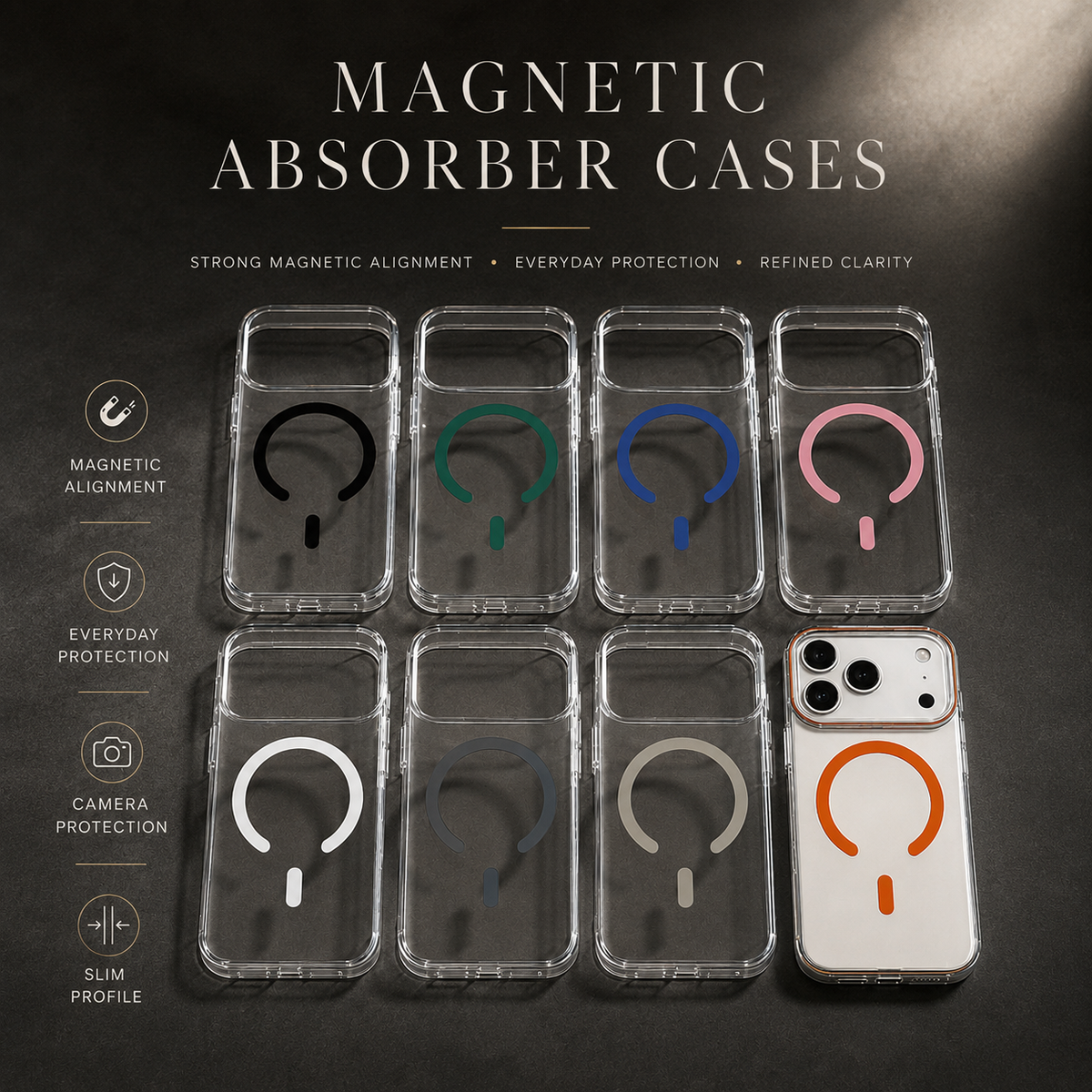 Premium iPhone Case MagSafe Ultra Slim Magnetic Shockproof Cover PC TPU Wireless Charging Anti Scratch Soft Non Slip Lightweight Full Protection
