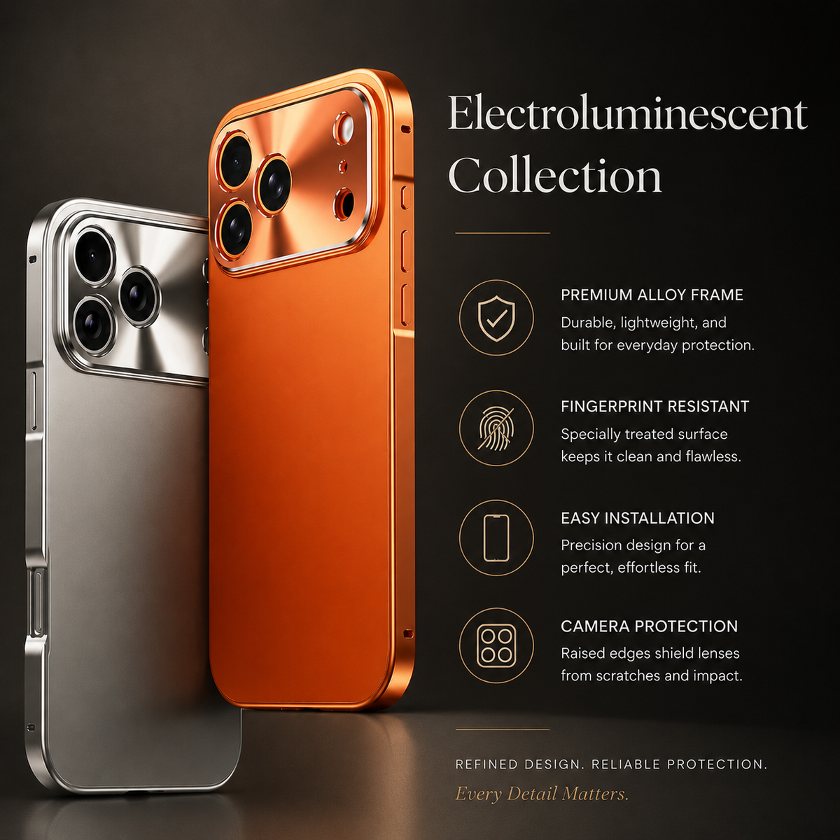 Premium iPhone Case MagSafe Ultra Thin Aluminum Frame Frosted Matte Back Shockproof Camera Protection Anti Fingerprint Slim Full Coverage Design Style