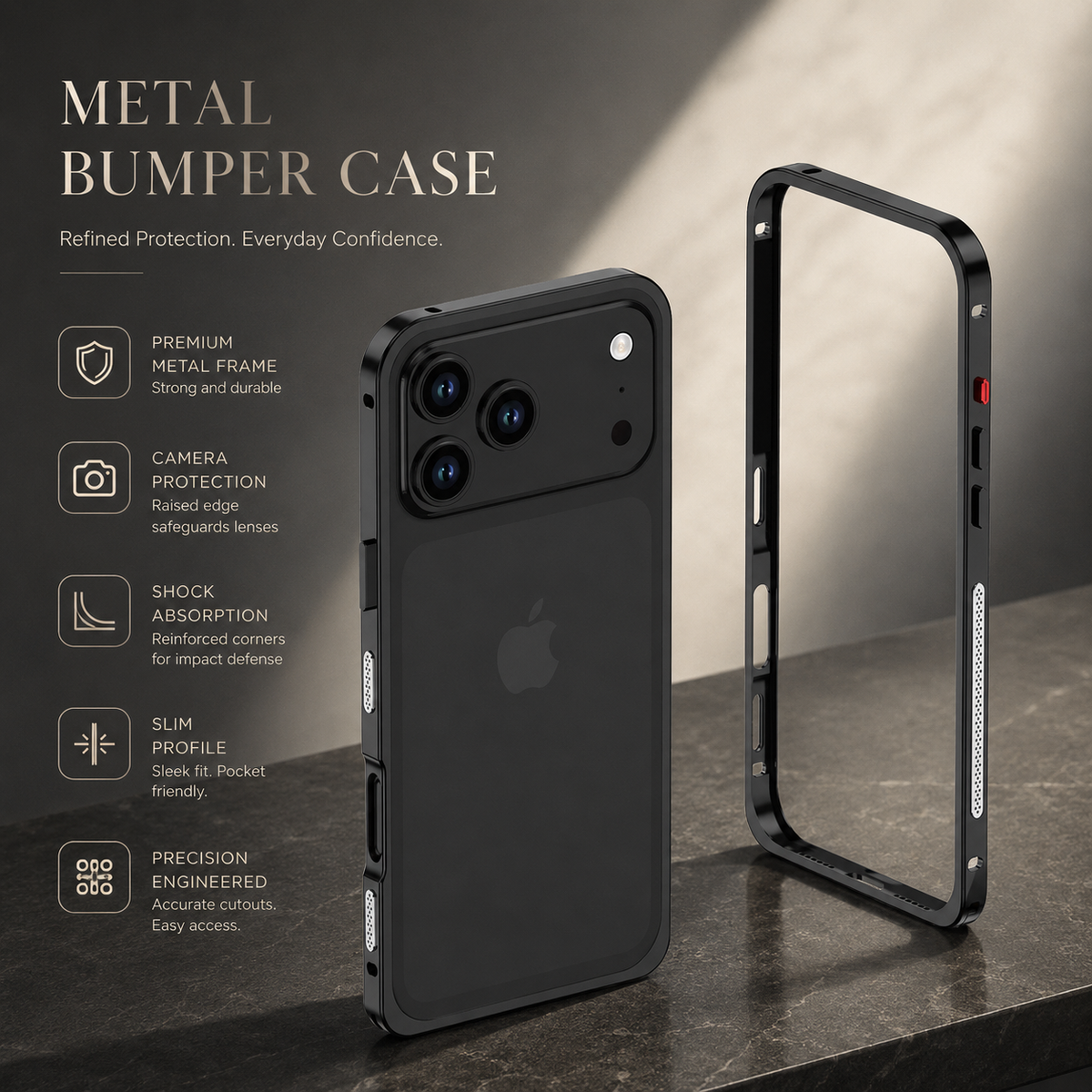 Premium iPhone Case MagSafe Ultra Thin Aluminum Metal Bumper Magnetic Protective Frame Anti Scratch Anti Fingerprint Matte Non Slip Slim Lightweight Cover