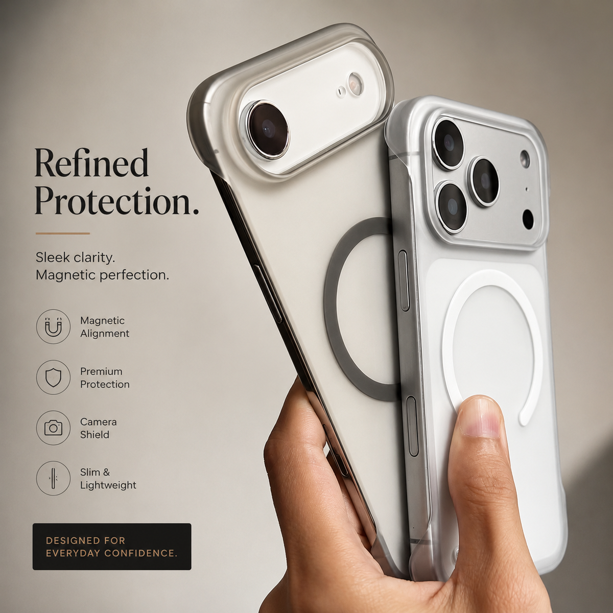 Premium iPhone Case MagSafe Ultra Thin Frameless Magnetic Clear Matte Protective Cover Anti Scratch Wireless Charging Slim Lightweight Minimalist Case