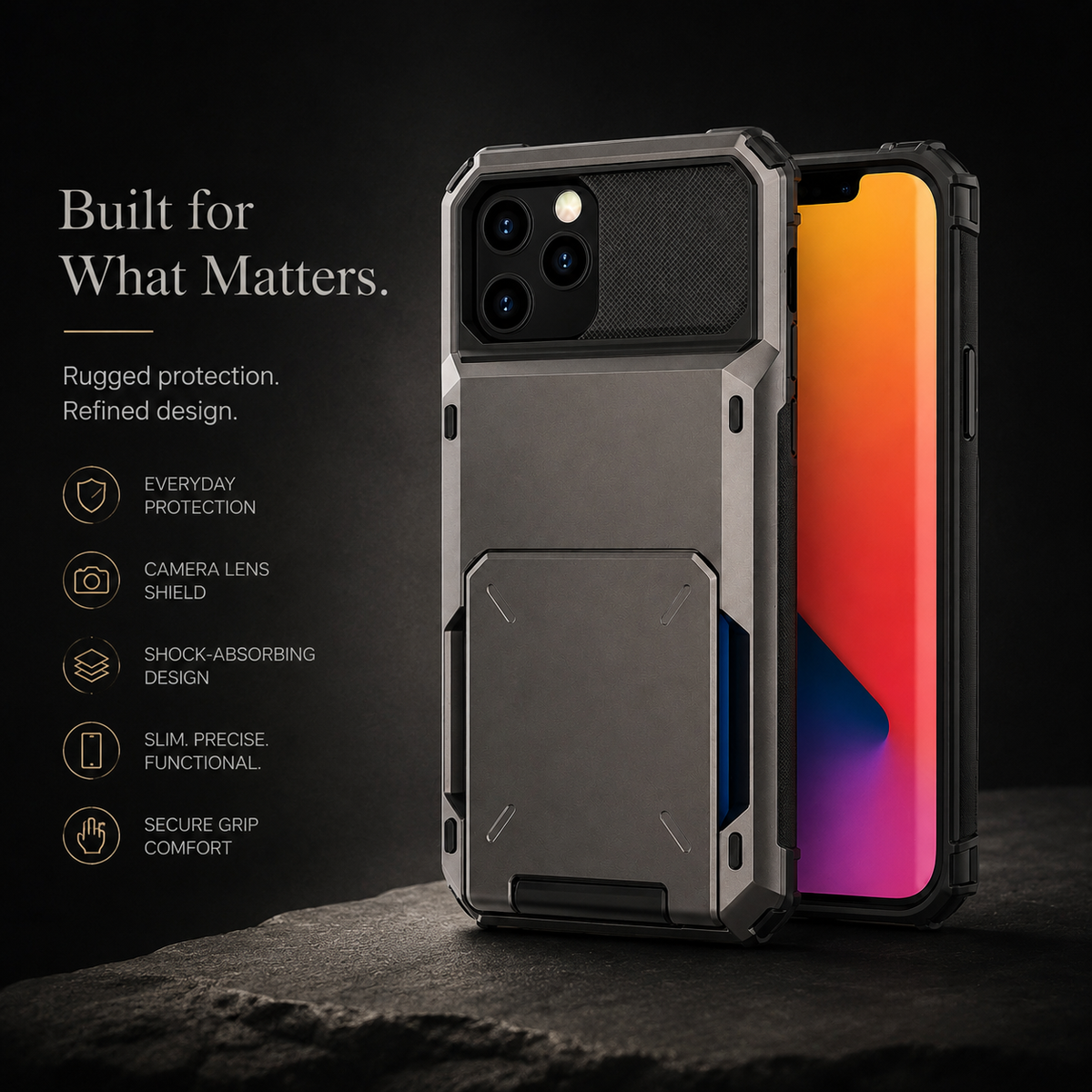 Premium iPhone Case MagSafe Wallet Card Holder Shockproof Camera Protection Slim Full Coverage Protective Cover Magnetic Charging Compact Design Daily