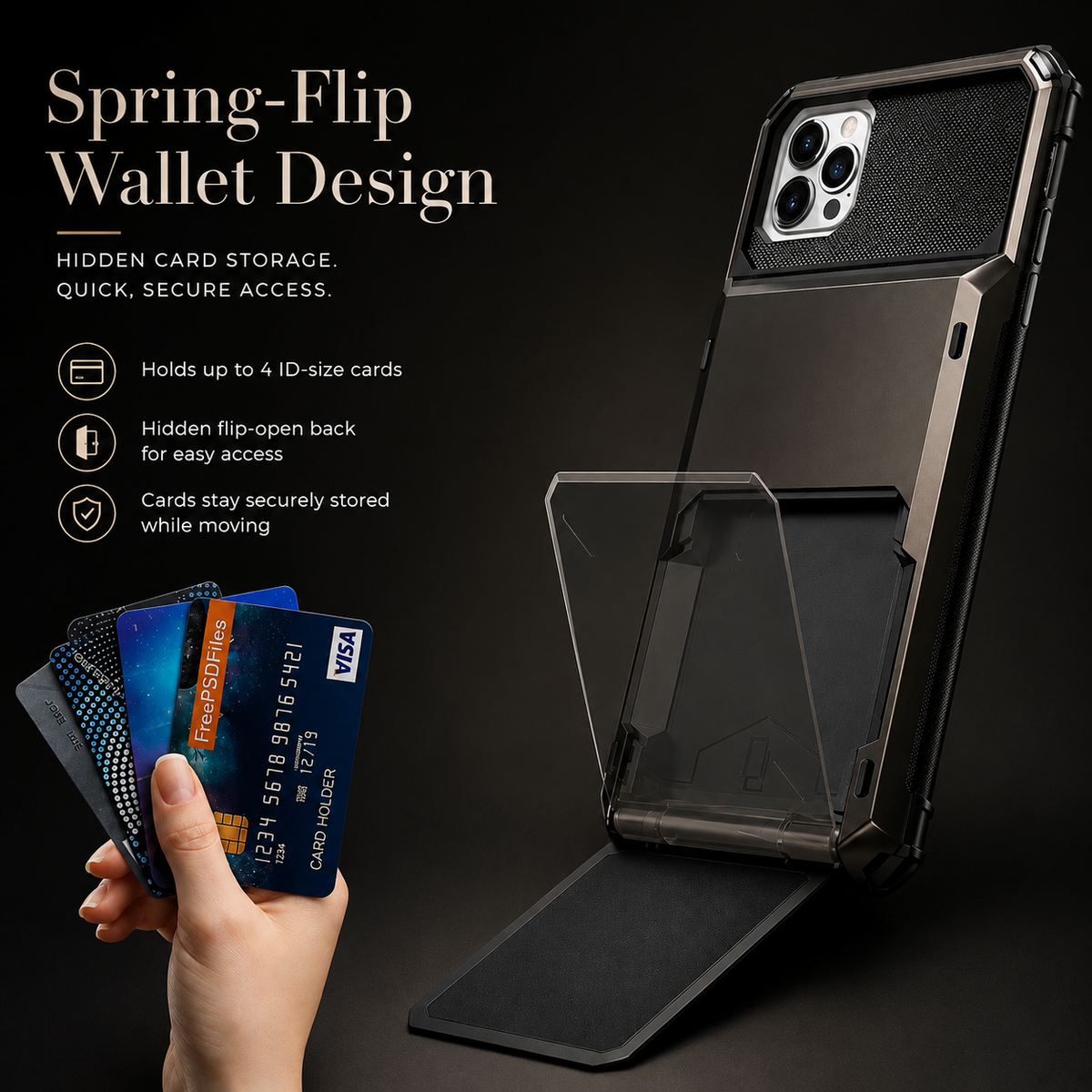 Premium iPhone Case MagSafe Wallet Card Holder Shockproof Camera Protection Slim Full Coverage Protective Cover Magnetic Charging Compact Design Daily