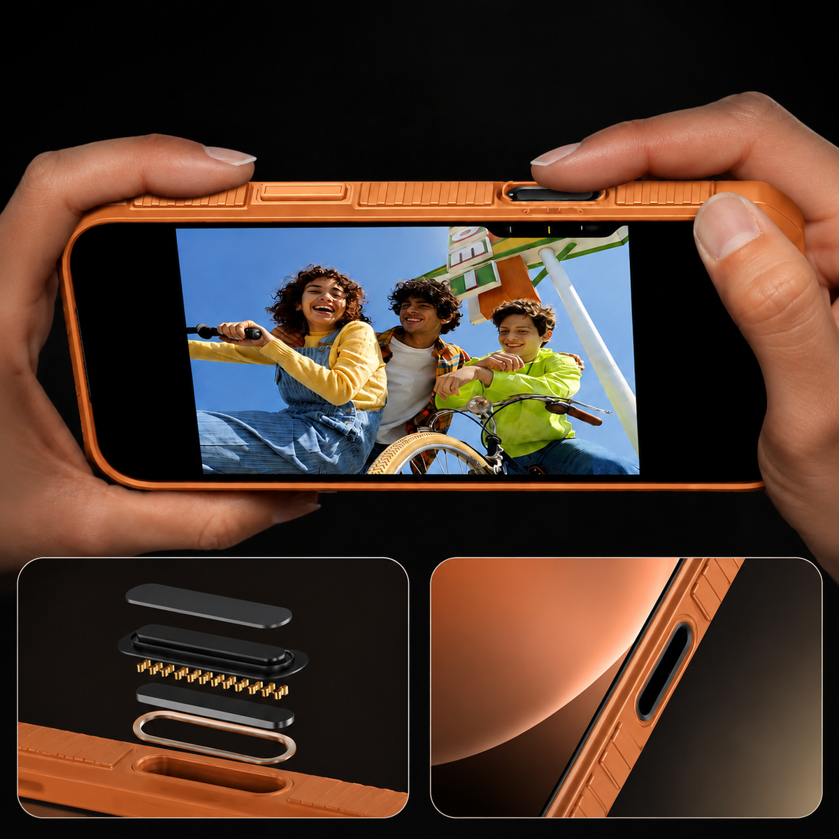 Premium iPhone Case MagSafe Wallet Card Holder Sliding Camera Cover RFID Blocking Shockproof Kickstand Dual Layer Protective Cover Full Protection Fit