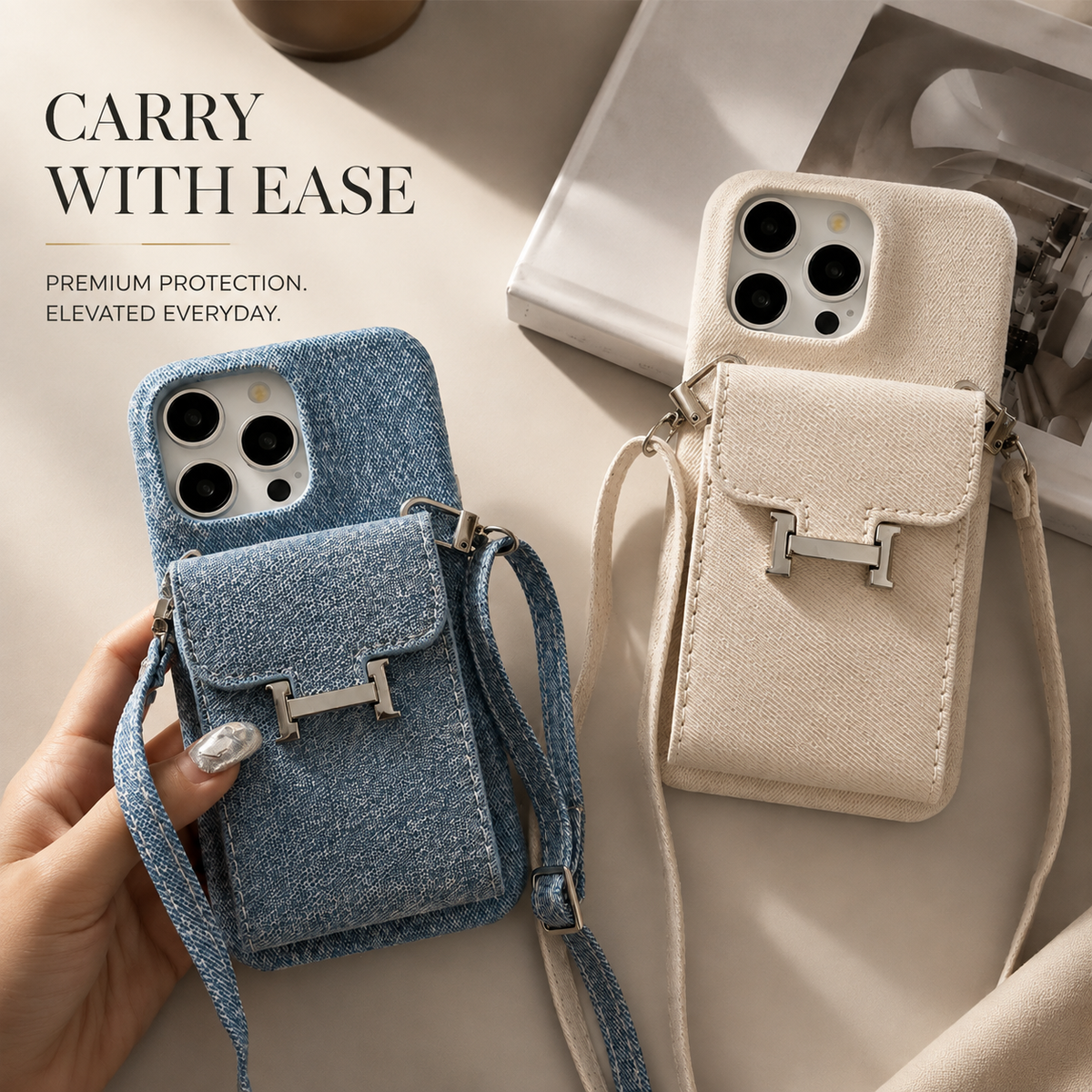 Premium iPhone Case MagSafe Wallet Crossbody PU Leather Card Holder Shockproof RFID Blocking Magnetic Flip Cover Shoulder Strap Full Protection Design