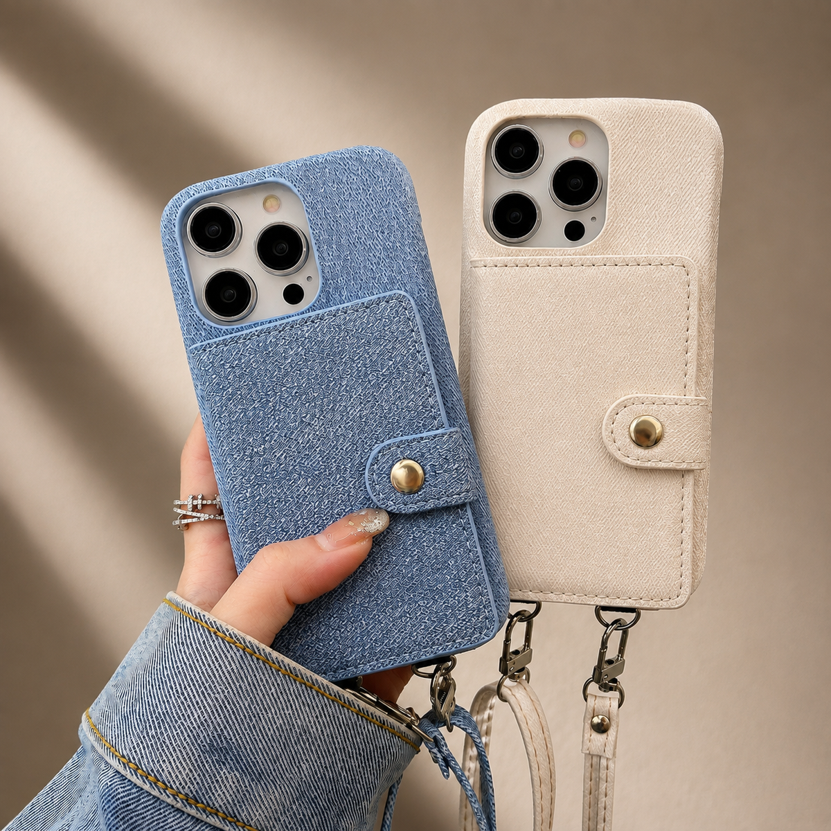 Premium iPhone Case MagSafe Wallet Crossbody PU Leather Card Holder Shockproof RFID Blocking Magnetic Flip Cover Shoulder Strap Full Protection Design