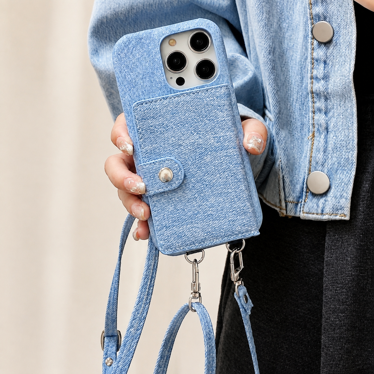 Premium iPhone Case MagSafe Wallet Crossbody PU Leather Card Holder Shockproof RFID Blocking Magnetic Flip Cover Shoulder Strap Full Protection Design
