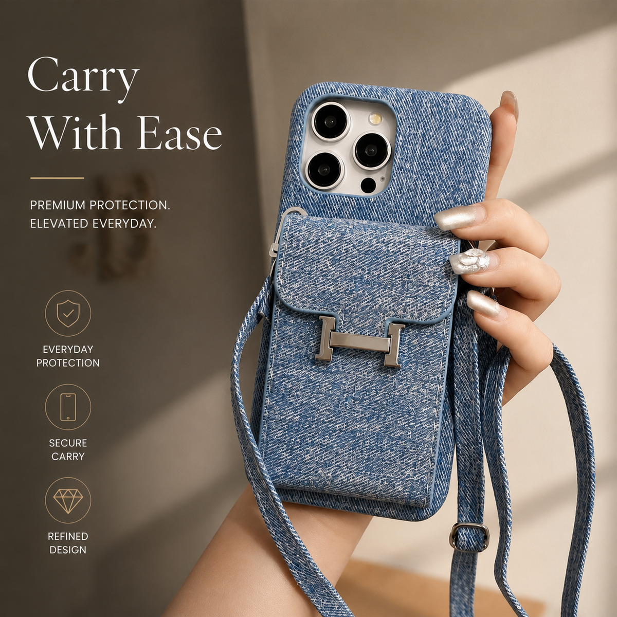 Premium iPhone Case MagSafe Wallet Crossbody PU Leather Card Holder Shockproof RFID Blocking Magnetic Flip Cover Shoulder Strap Full Protection Design