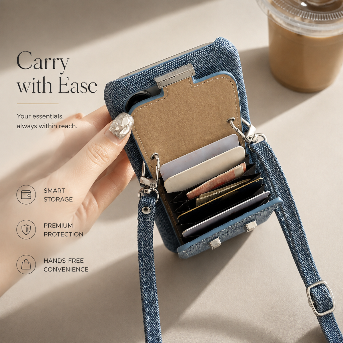 Premium iPhone Case MagSafe Wallet Crossbody PU Leather Card Holder Shockproof RFID Blocking Magnetic Flip Cover Shoulder Strap Full Protection Design