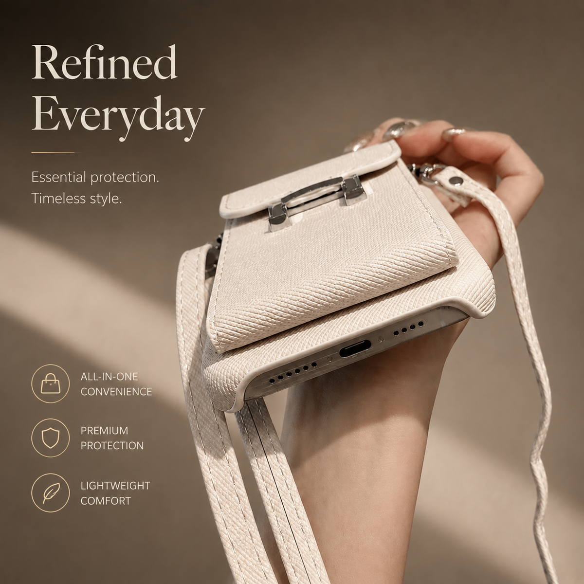 Premium iPhone Case MagSafe Wallet Crossbody PU Leather Card Holder Shockproof RFID Blocking Magnetic Flip Cover Shoulder Strap Full Protection Design