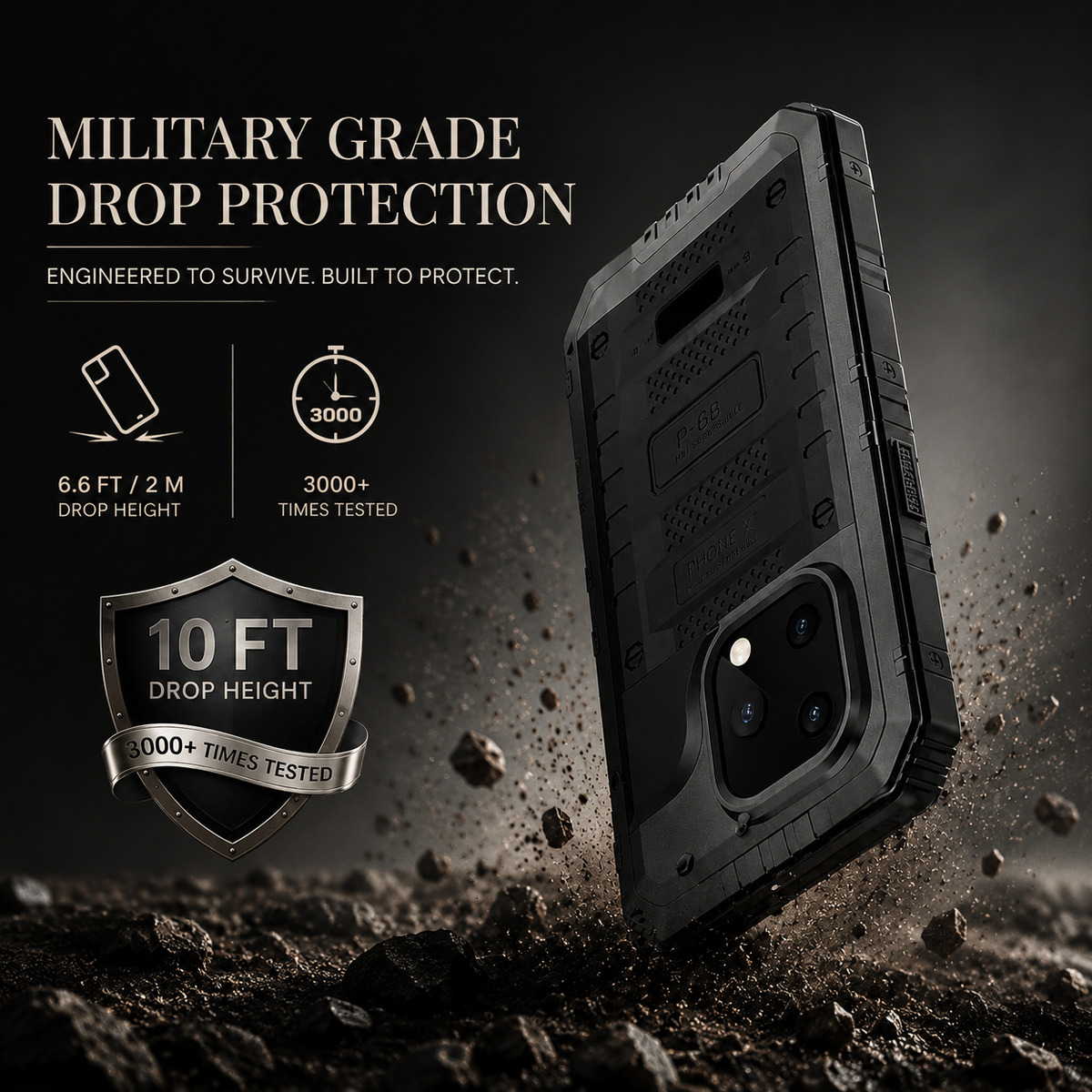 Premium iPhone Case MagSafe Waterproof Aluminum Armor Shockproof Full Body Camera Lens Protection Dustproof Sealed Rugged Protective Cover Design Slim