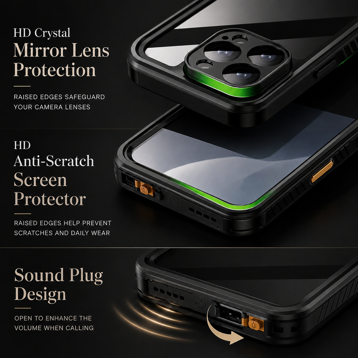 Premium iPhone Case MagSafe Waterproof Built In Screen Protection Shockproof Dustproof Full Body Protective Cover Sealed Rugged Heavy Duty Case Design