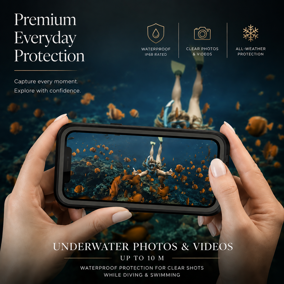 Premium iPhone Case MagSafe Waterproof IP68 Sealed Cover Shockproof 360° Full Body Protection Camera Screen Guard Rugged Outdoor Protective Design Use