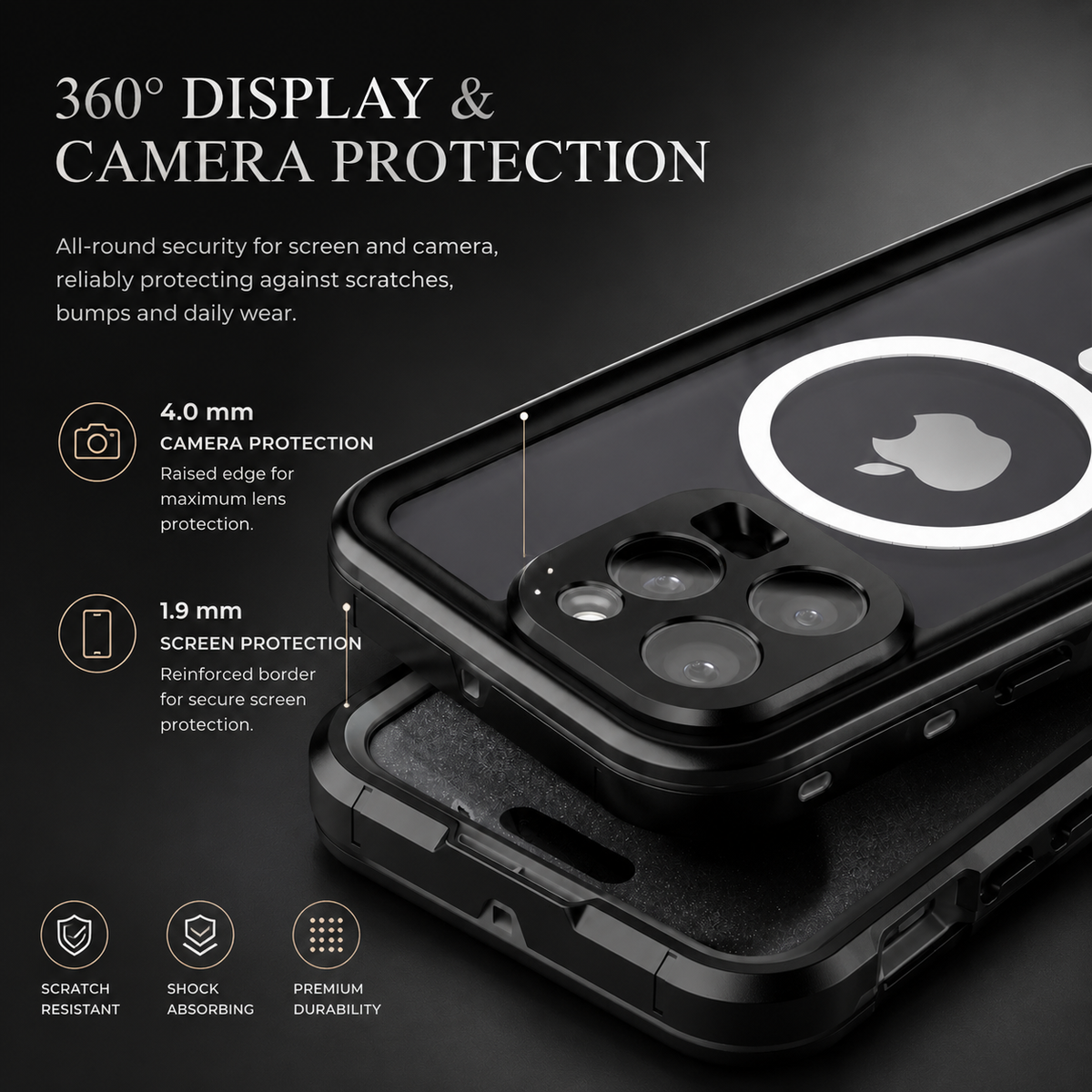 Premium iPhone Case MagSafe Waterproof IP68 Sealed Cover Shockproof 360° Full Body Protection Camera Screen Guard Rugged Outdoor Protective Design Use