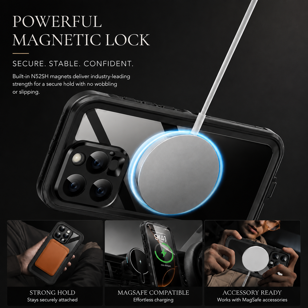 Premium iPhone Case MagSafe Waterproof IP68 Sealed Cover Shockproof 360° Full Body Protection Camera Screen Guard Rugged Outdoor Protective Design Use