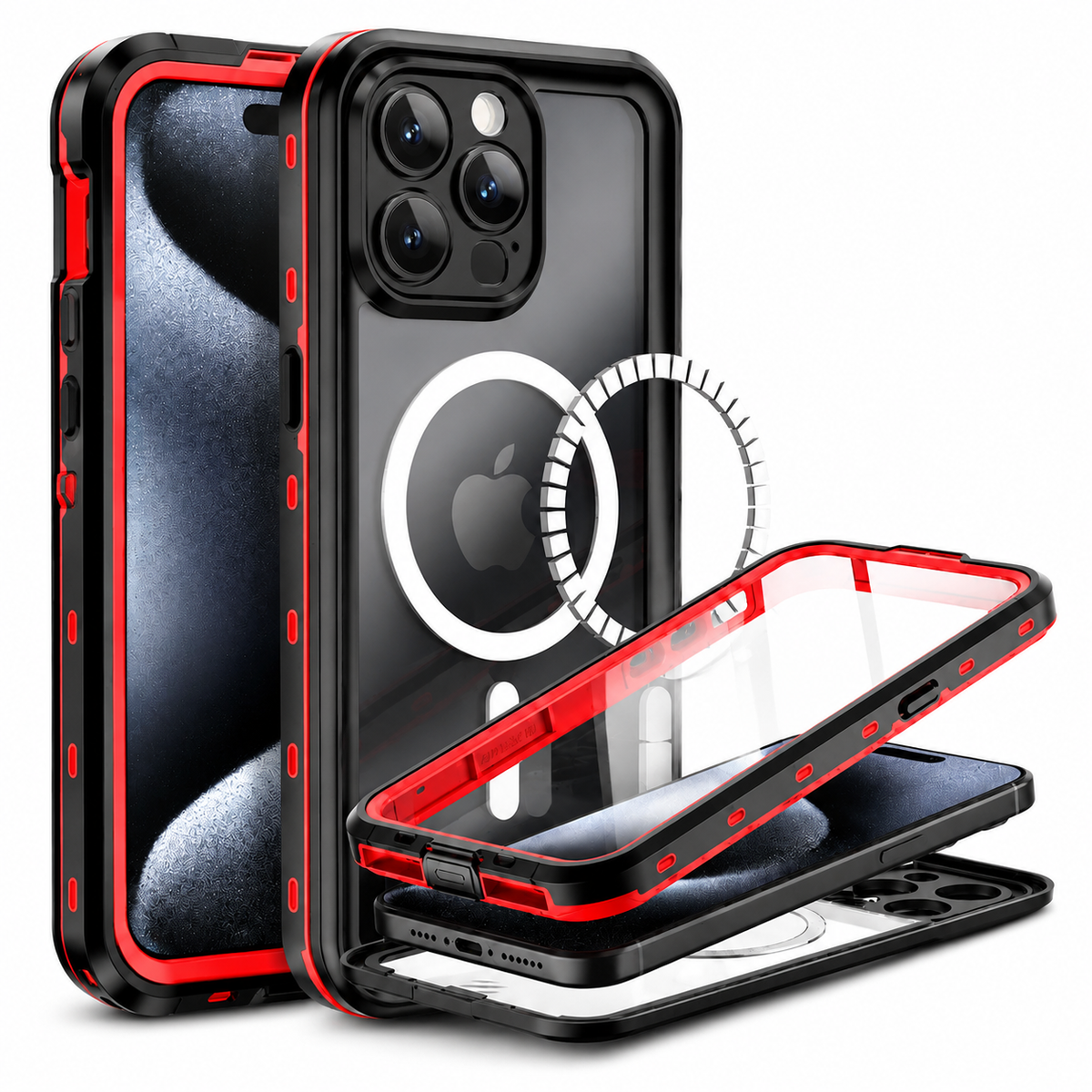 Premium iPhone Case MagSafe Waterproof IP68 Sealed Cover Shockproof 360° Full Body Protection Camera Screen Guard Rugged Outdoor Protective Design Use