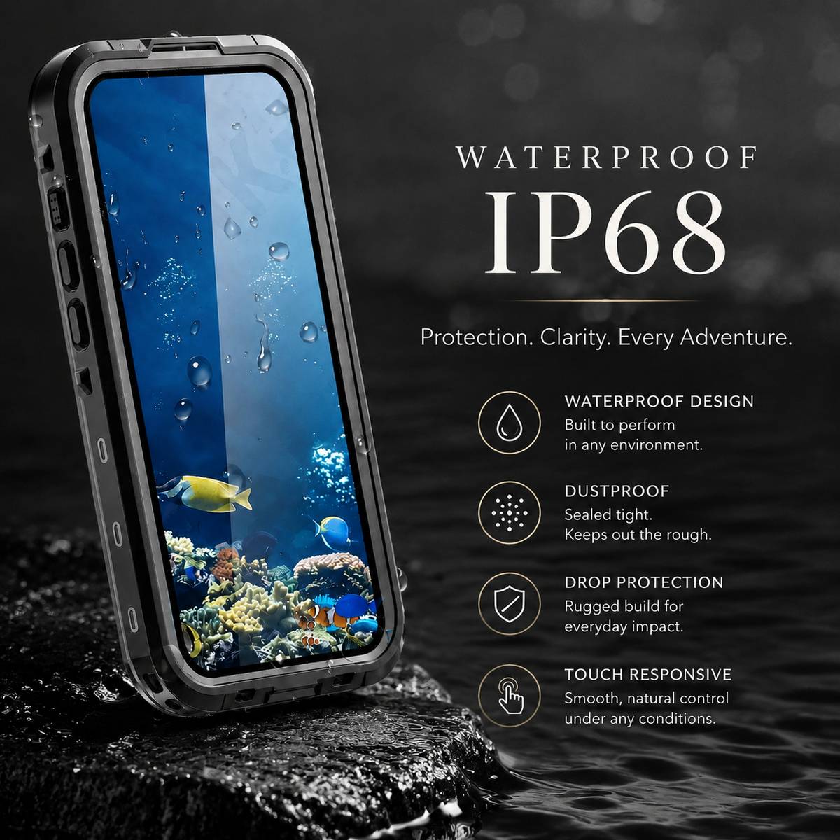 Premium iPhone Case MagSafe Waterproof IP68 Sealed Cover Shockproof 360° Full Body Protection Camera Screen Guard Rugged Outdoor Protective Design Use