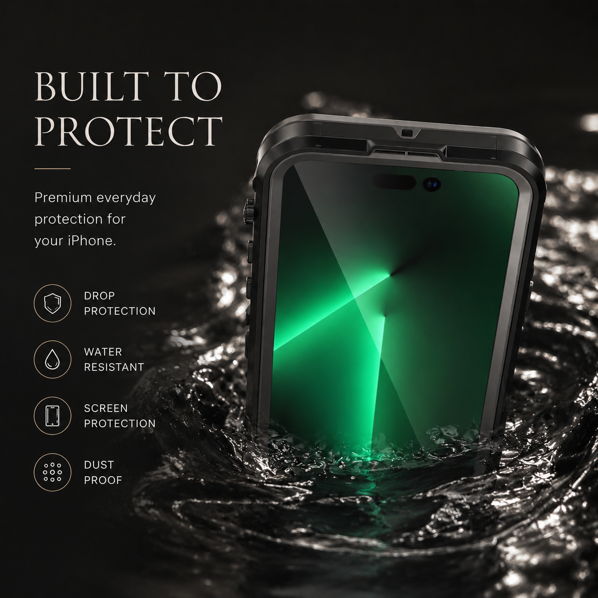 Premium iPhone Case MagSafe Waterproof IP68 Sealed Cover Shockproof 360° Full Body Protection Camera Screen Guard Rugged Outdoor Protective Design Use