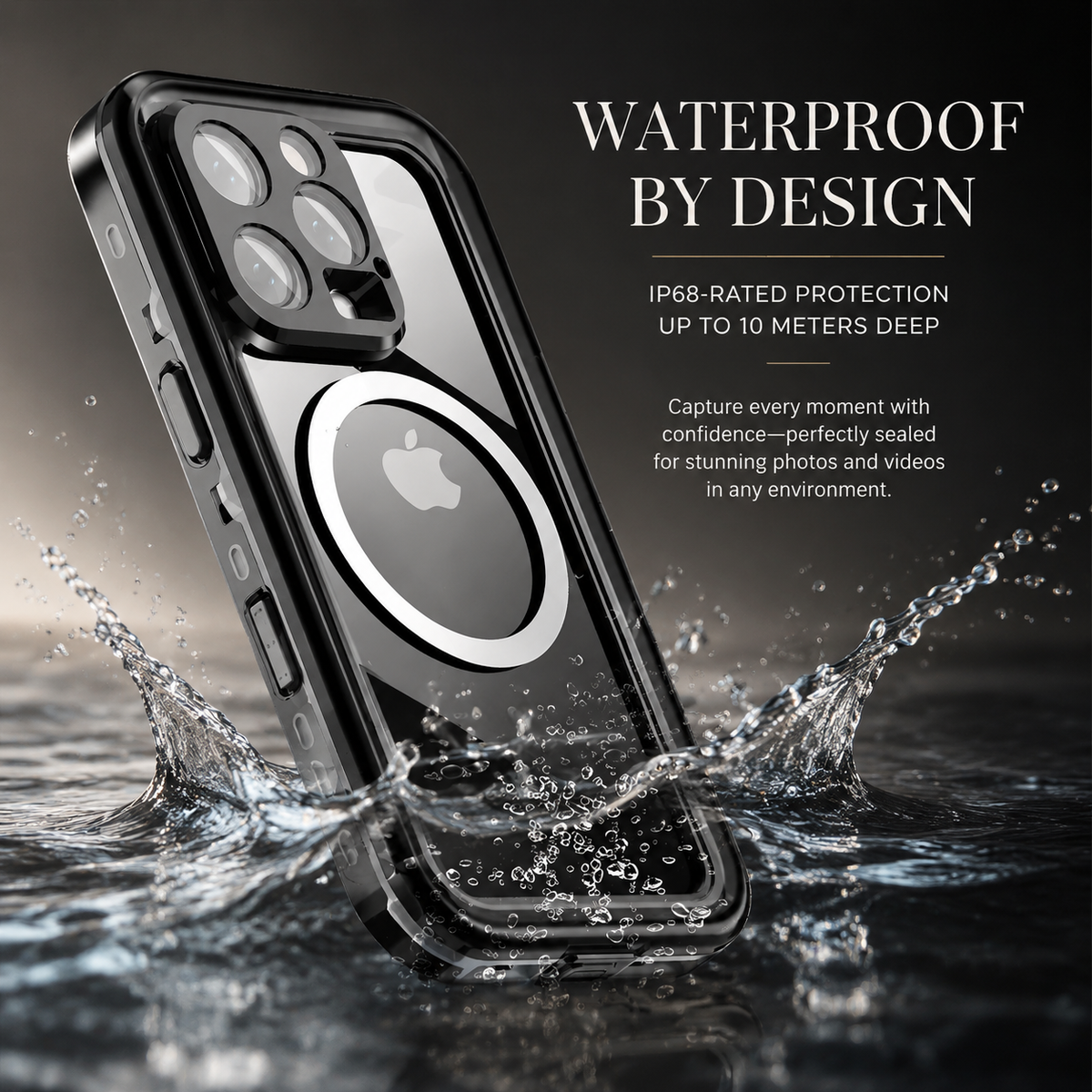 Premium iPhone Case MagSafe Waterproof IP68 Shockproof 360 Full Body Sealed Protective Cover Camera Lens Dustproof Anti Scratch Magnetic Slim Design Qi