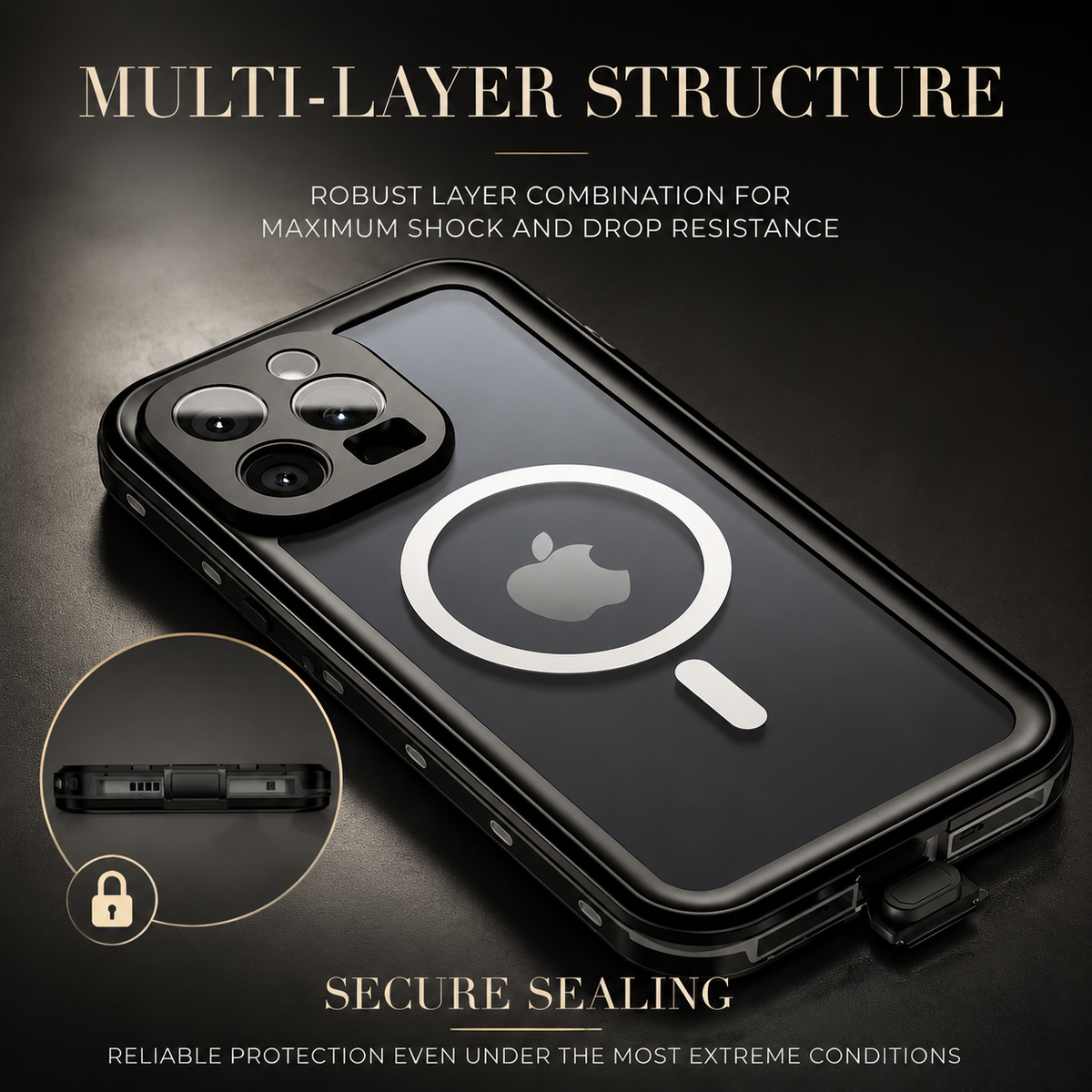Premium iPhone Case MagSafe Waterproof IP68 Shockproof 360 Full Body Sealed Protective Cover Camera Lens Dustproof Anti Scratch Magnetic Slim Design Qi