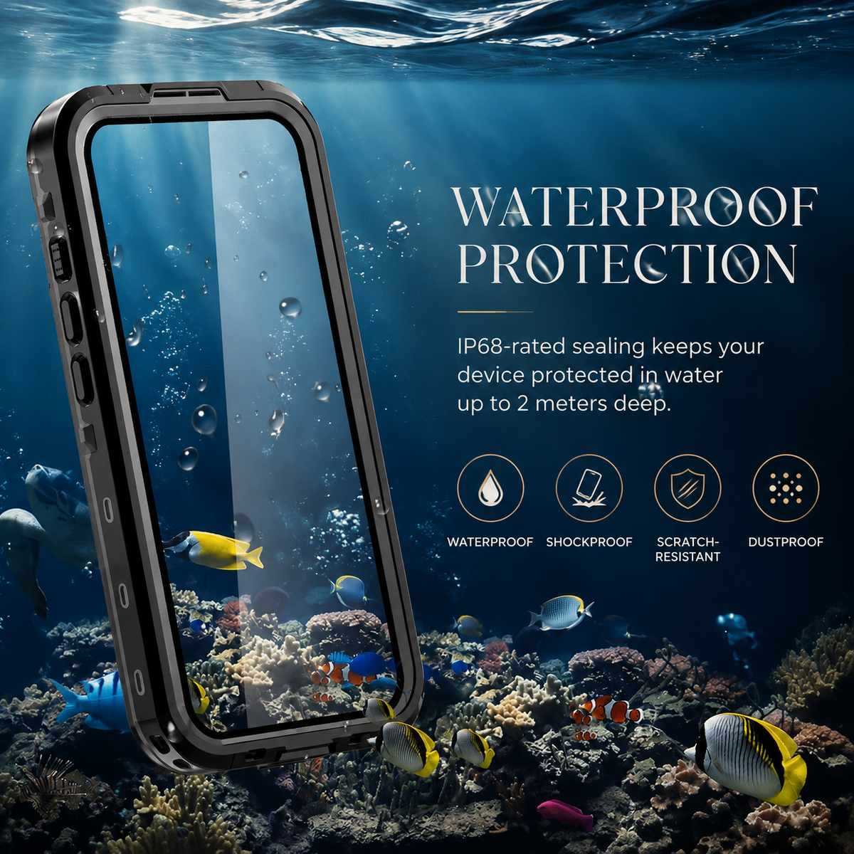 Premium iPhone Case MagSafe Waterproof IP68 Shockproof 360 Full Body Sealed Protective Cover Camera Lens Dustproof Anti Scratch Magnetic Slim Design Qi