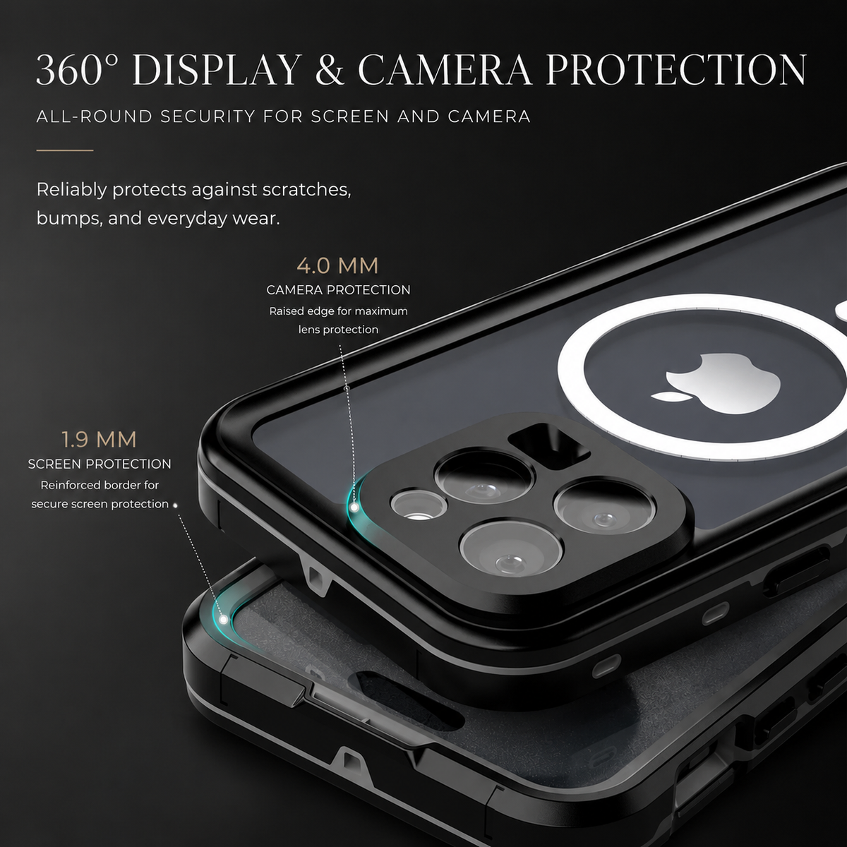 Premium iPhone Case MagSafe Waterproof IP68 Shockproof 360 Full Body Sealed Protective Cover Camera Lens Dustproof Anti Scratch Magnetic Slim Design Qi
