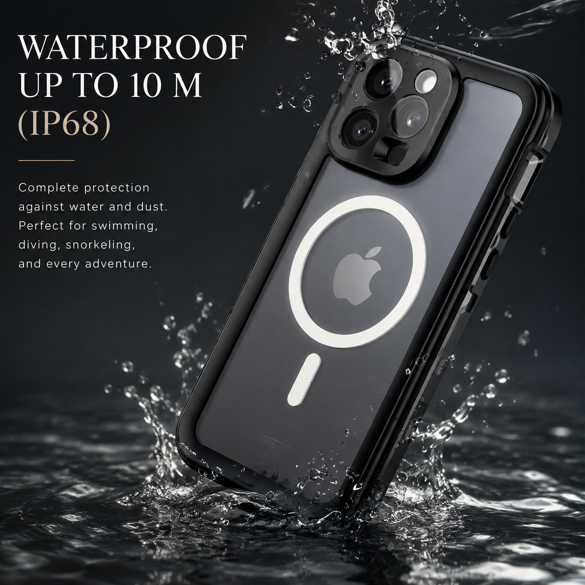 Premium iPhone Case MagSafe Waterproof IP68 Shockproof 360 Full Body Sealed Protective Cover Camera Lens Dustproof Anti Scratch Magnetic Slim Design Qi