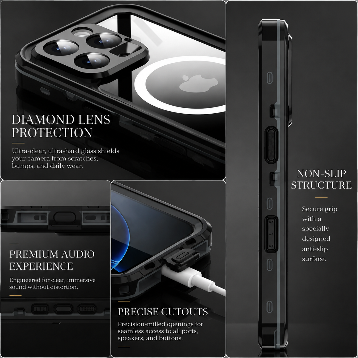 Premium iPhone Case MagSafe Waterproof IP68 Shockproof 360 Full Body Sealed Protective Cover Camera Lens Dustproof Anti Scratch Magnetic Slim Design Qi