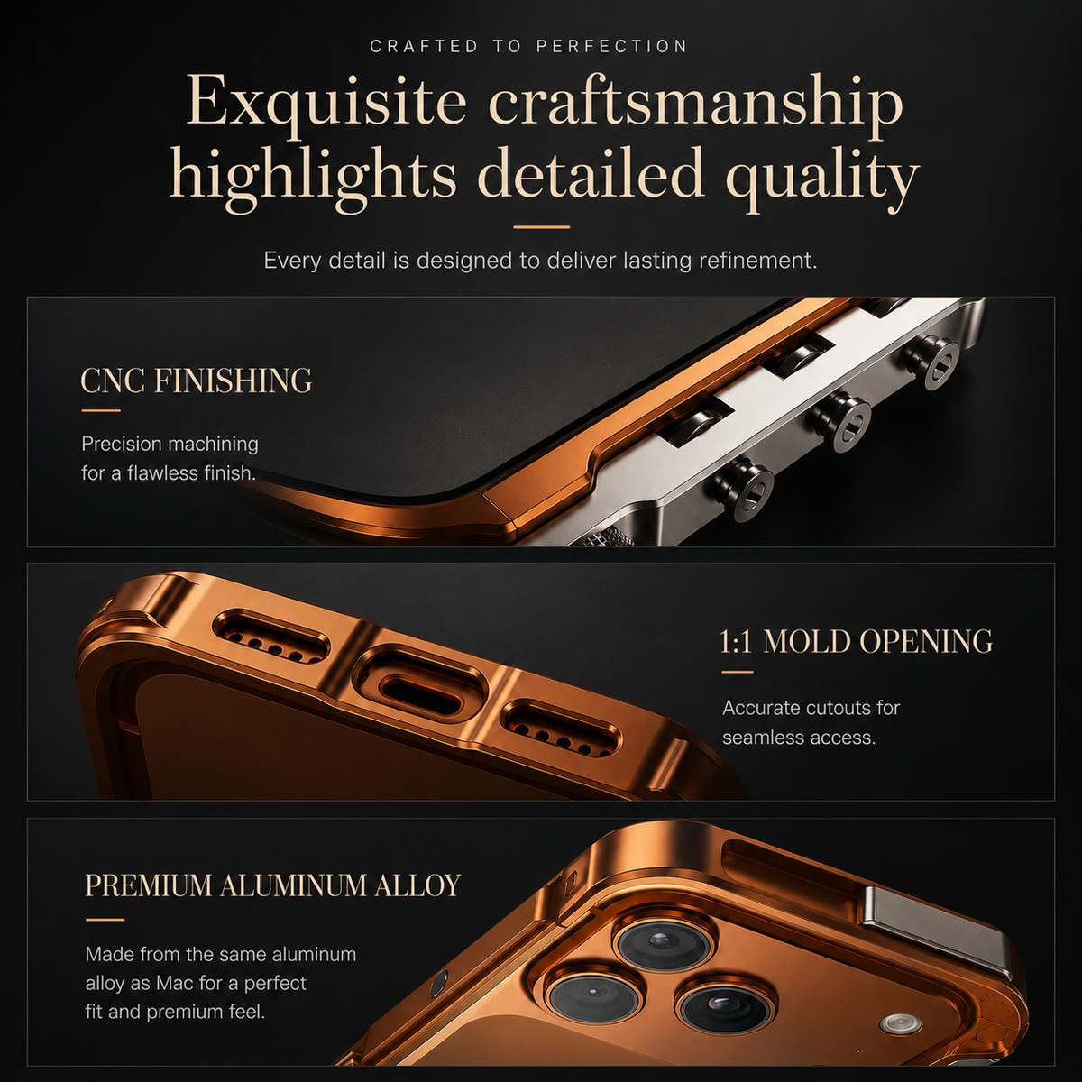 Premium iPhone Case Magnetic Aluminum Alloy Bumper MagSafe Compatible Shockproof Heat Dissipation Anti Scratch Non Slip Lightweight Silicone Frame Protective Design