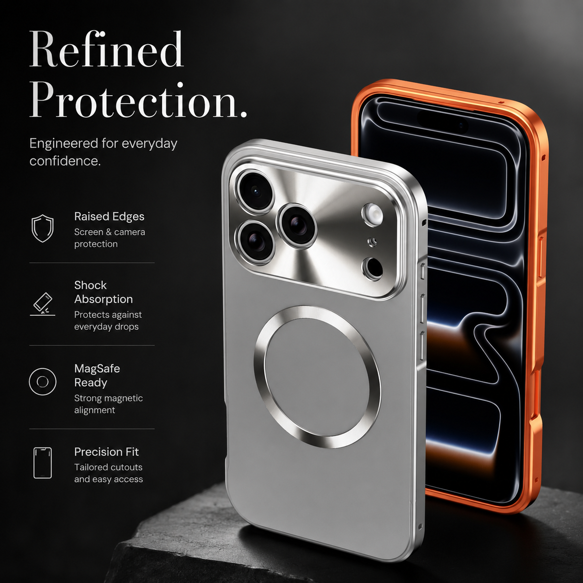 Premium iPhone Case Magnetic Aluminum Alloy Frame Frosted PC Backplate Ultra Thin Shockproof Anti Scratch Anti Fingerprint Matte Protective Cover