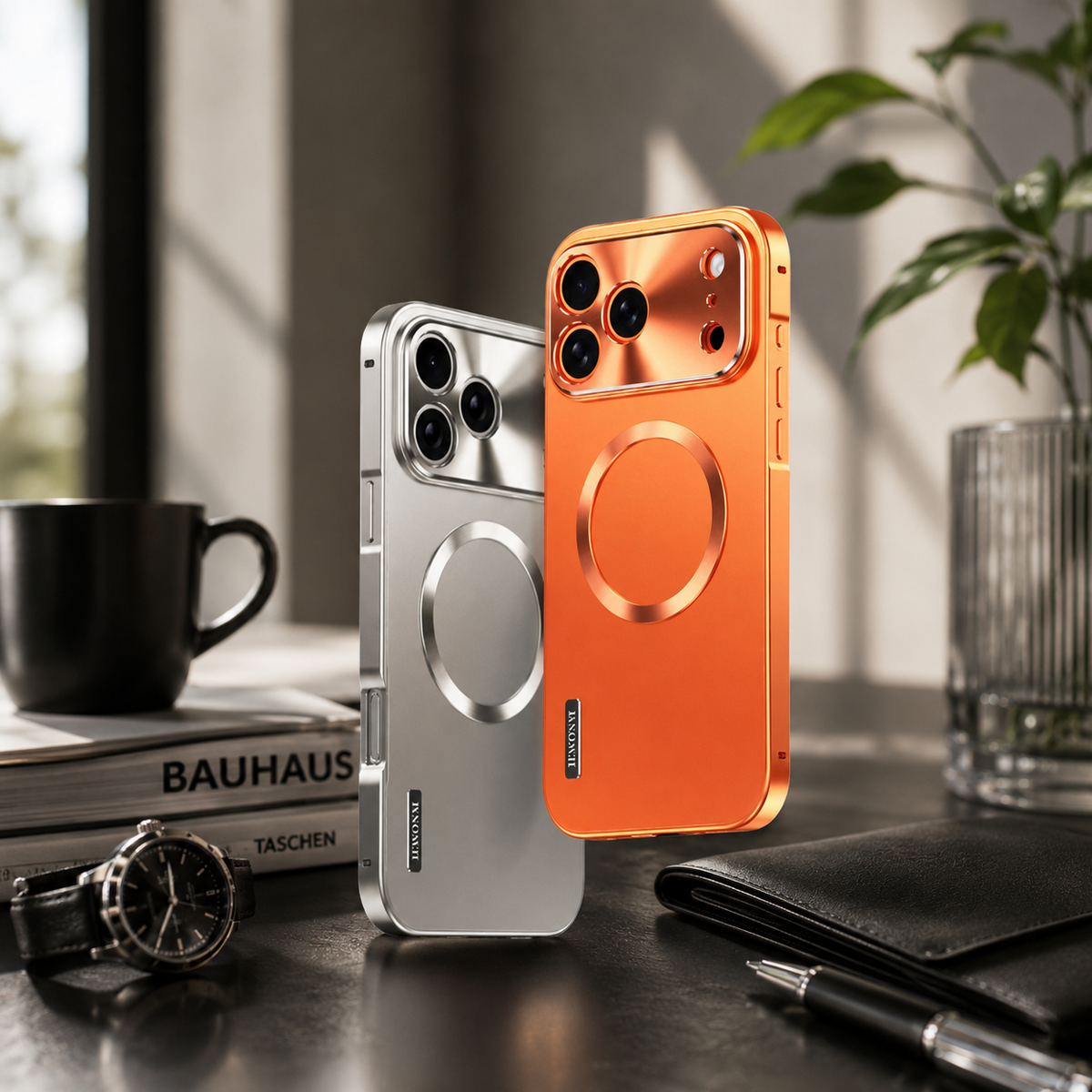 Premium iPhone Case Magnetic Aluminum Alloy Frame Frosted PC Backplate Ultra Thin Shockproof Anti Scratch Anti Fingerprint Matte Protective Cover