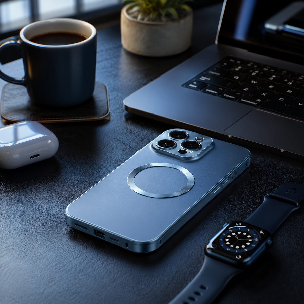 Premium iPhone Case Magnetic Aluminum Alloy Frame Frosted PC Backplate Ultra Thin Shockproof Anti Scratch Anti Fingerprint Matte Protective Cover