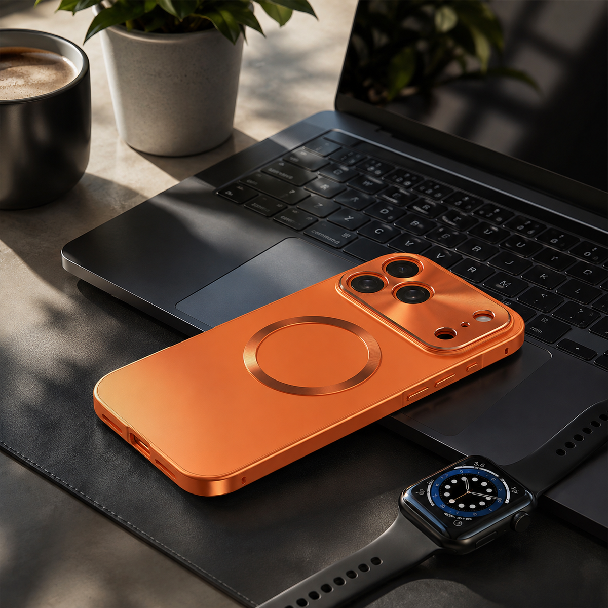 Premium iPhone Case Magnetic Aluminum Alloy Frame Frosted PC Backplate Ultra Thin Shockproof Anti Scratch Anti Fingerprint Matte Protective Cover