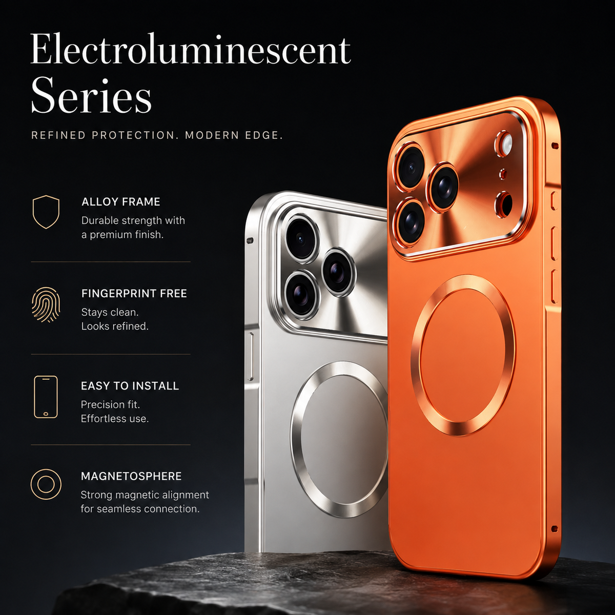 Premium iPhone Case Magnetic Aluminum Alloy Frame Frosted PC Backplate Ultra Thin Shockproof Anti Scratch Anti Fingerprint Matte Protective Cover