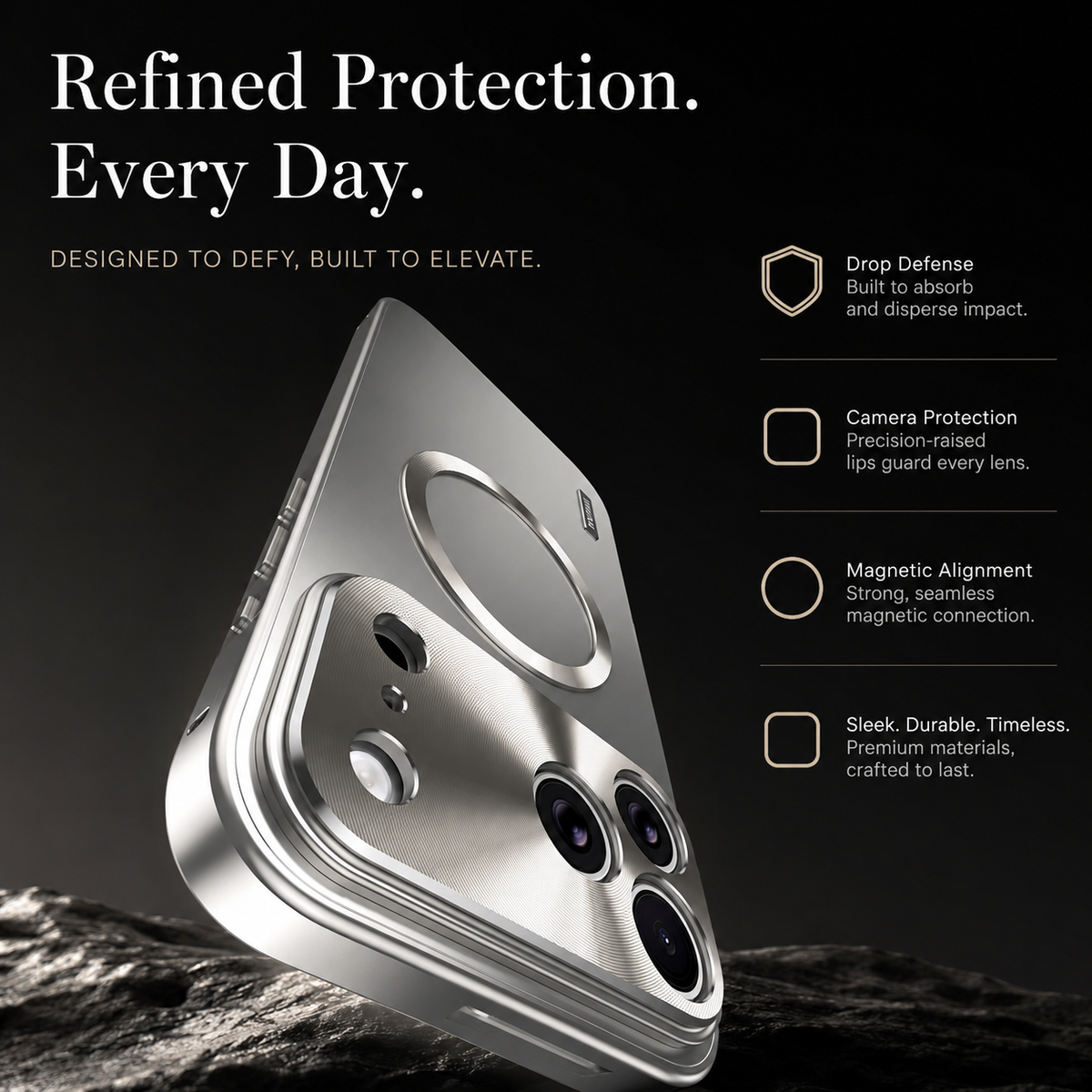 Premium iPhone Case Magnetic Aluminum Alloy Frame Frosted PC Backplate Ultra Thin Shockproof Anti Scratch Anti Fingerprint Non Slip Matte Cover